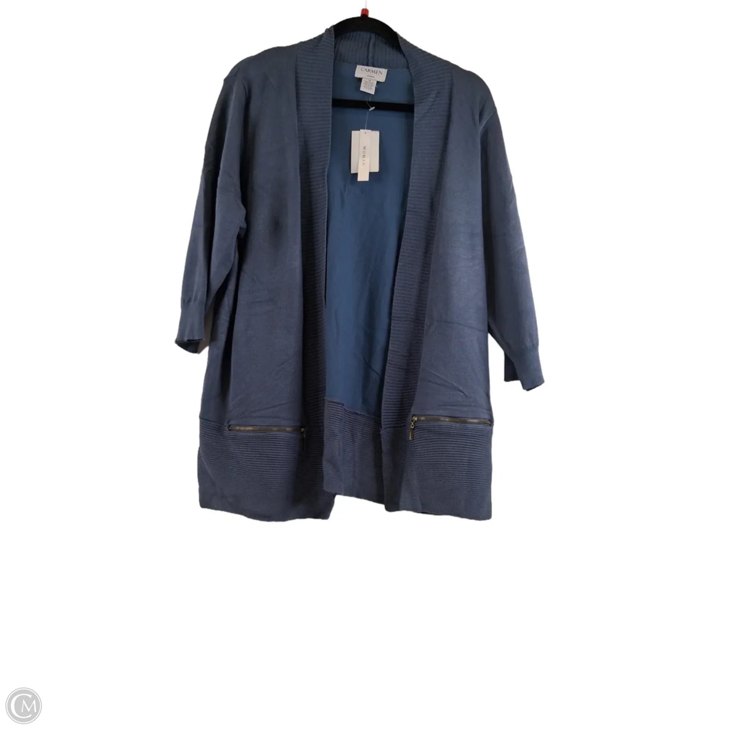 Cardigan By Carmen By Carmen Marc Valvo In Blue, Size: 1x