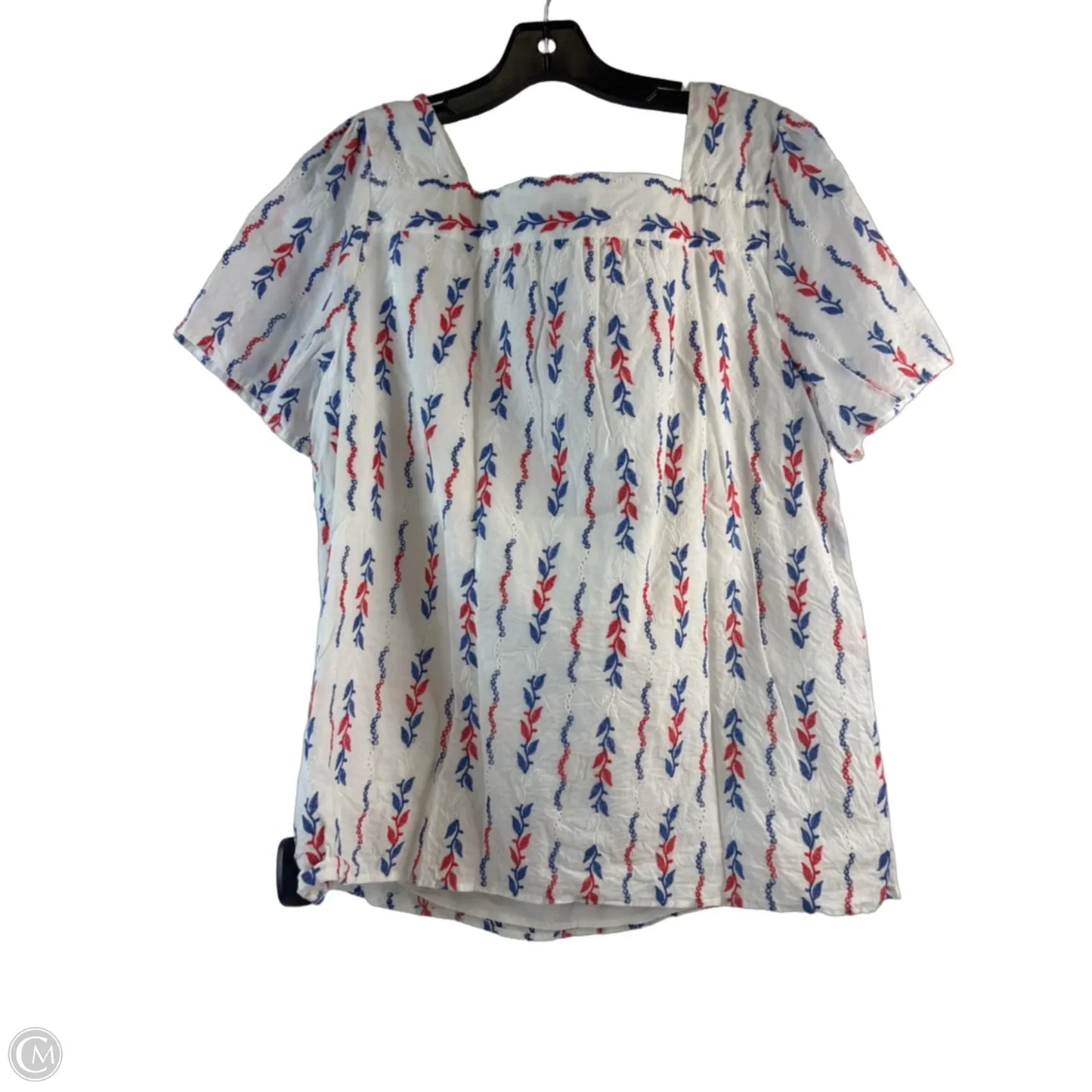 Top Short Sleeve By Talbots In Blue Red & White, Size: Xl