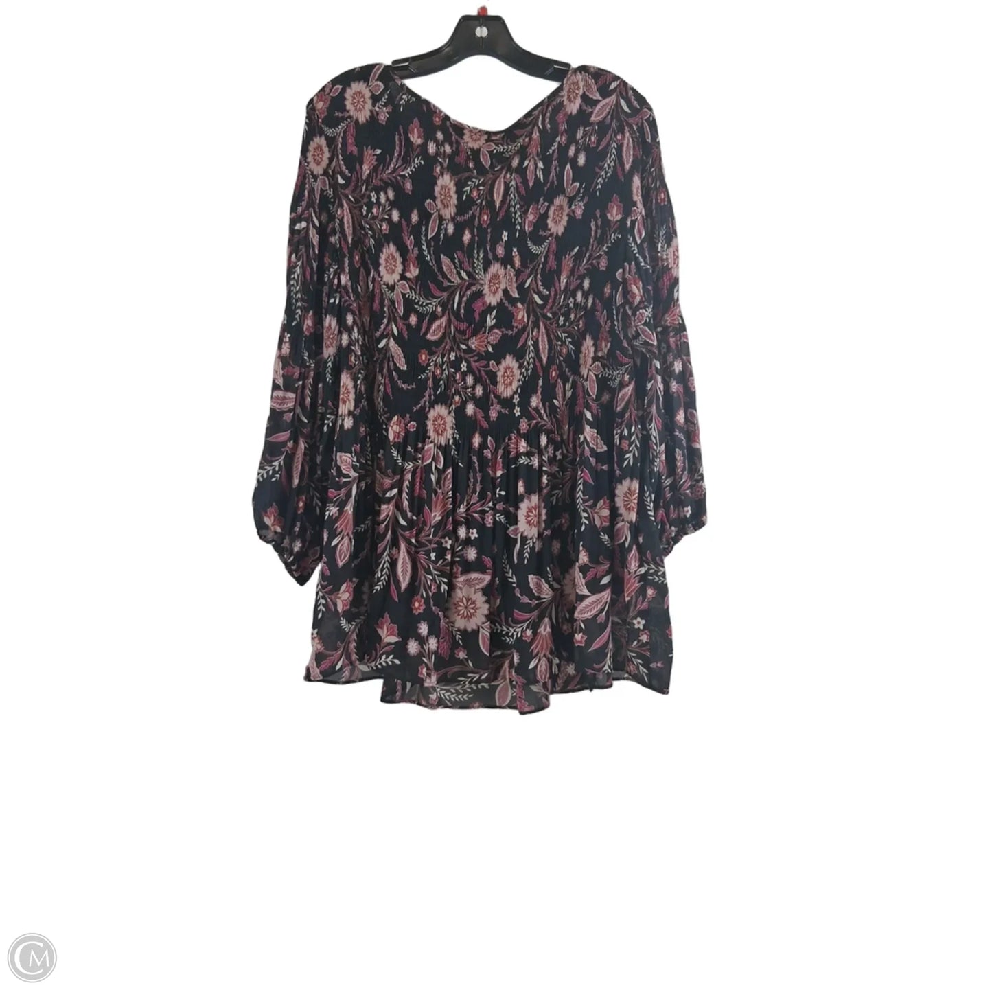 Top 3/4 Sleeve By Clothes Mentor In Black & Pink, Size: 2x