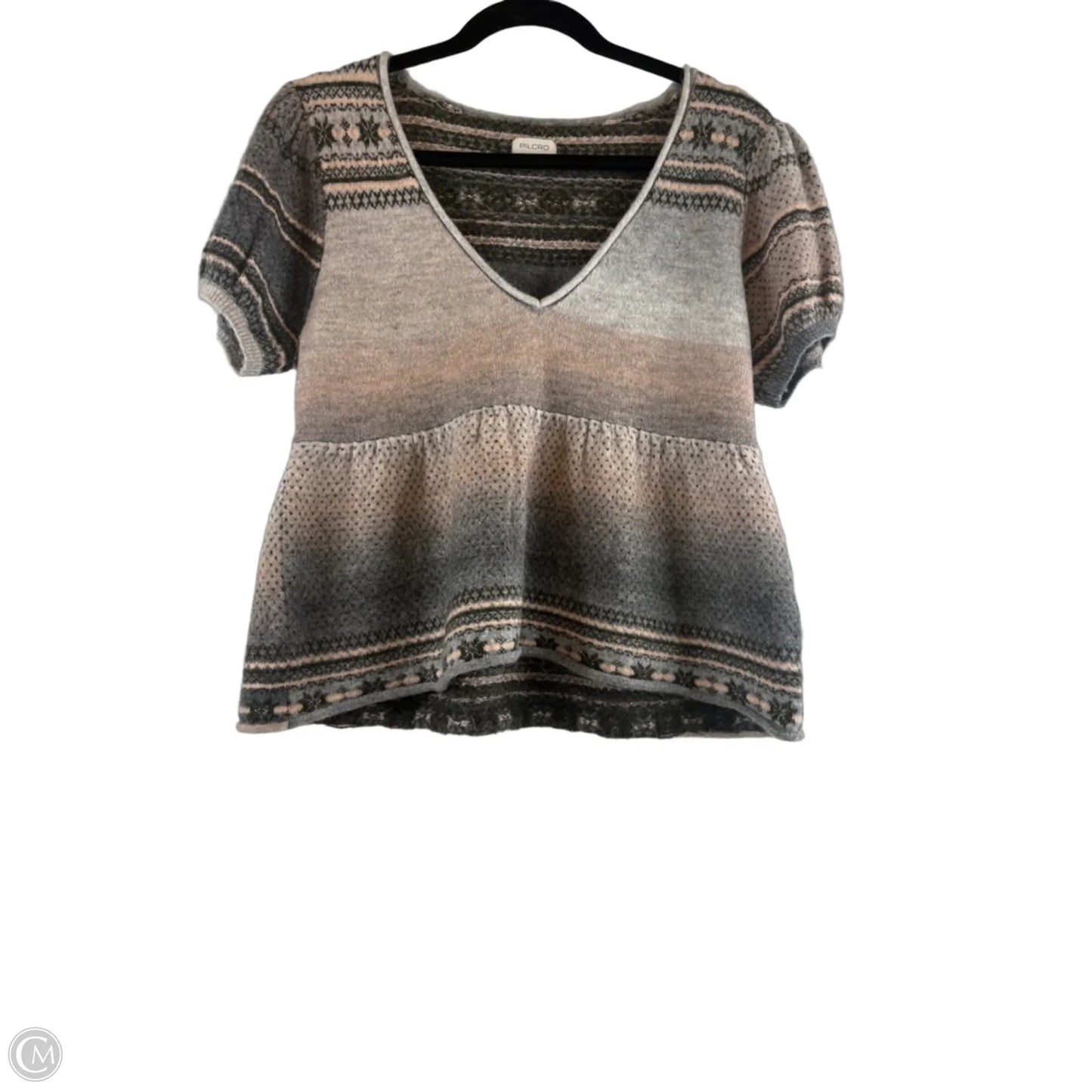 Sweater Short Sleeve By Pilcro In Grey & Pink, Size: M
