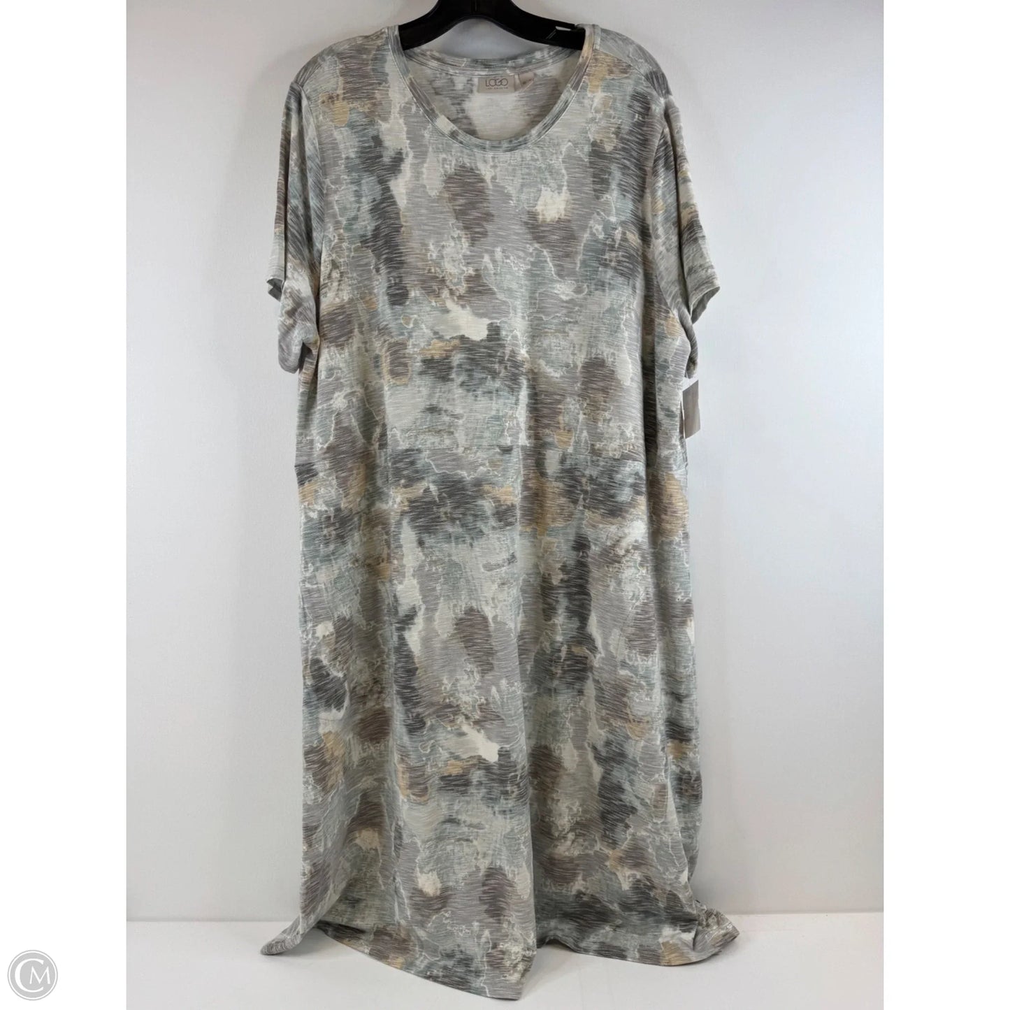 Dress Casual Midi By Logo In Green & Tan, Size: Xl