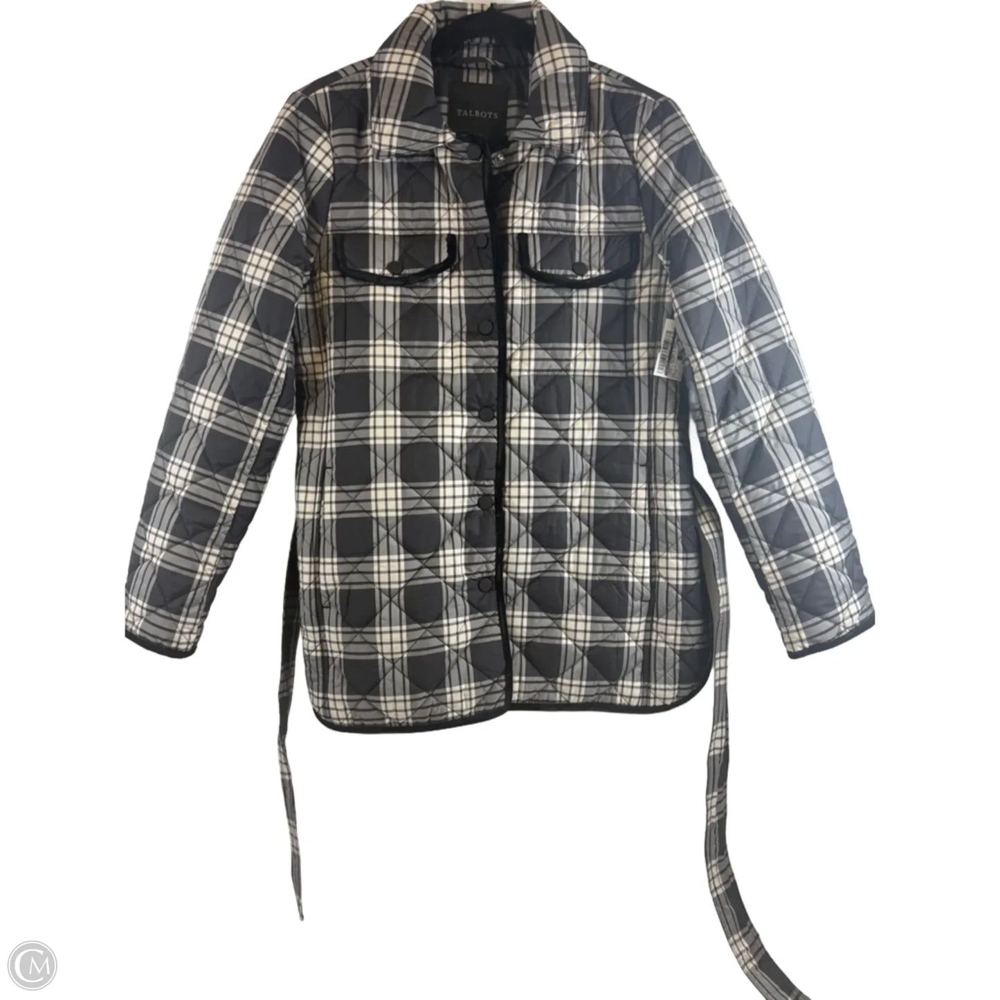 Jacket Puffer & Quilted By Talbots In Black & Cream, Size: S