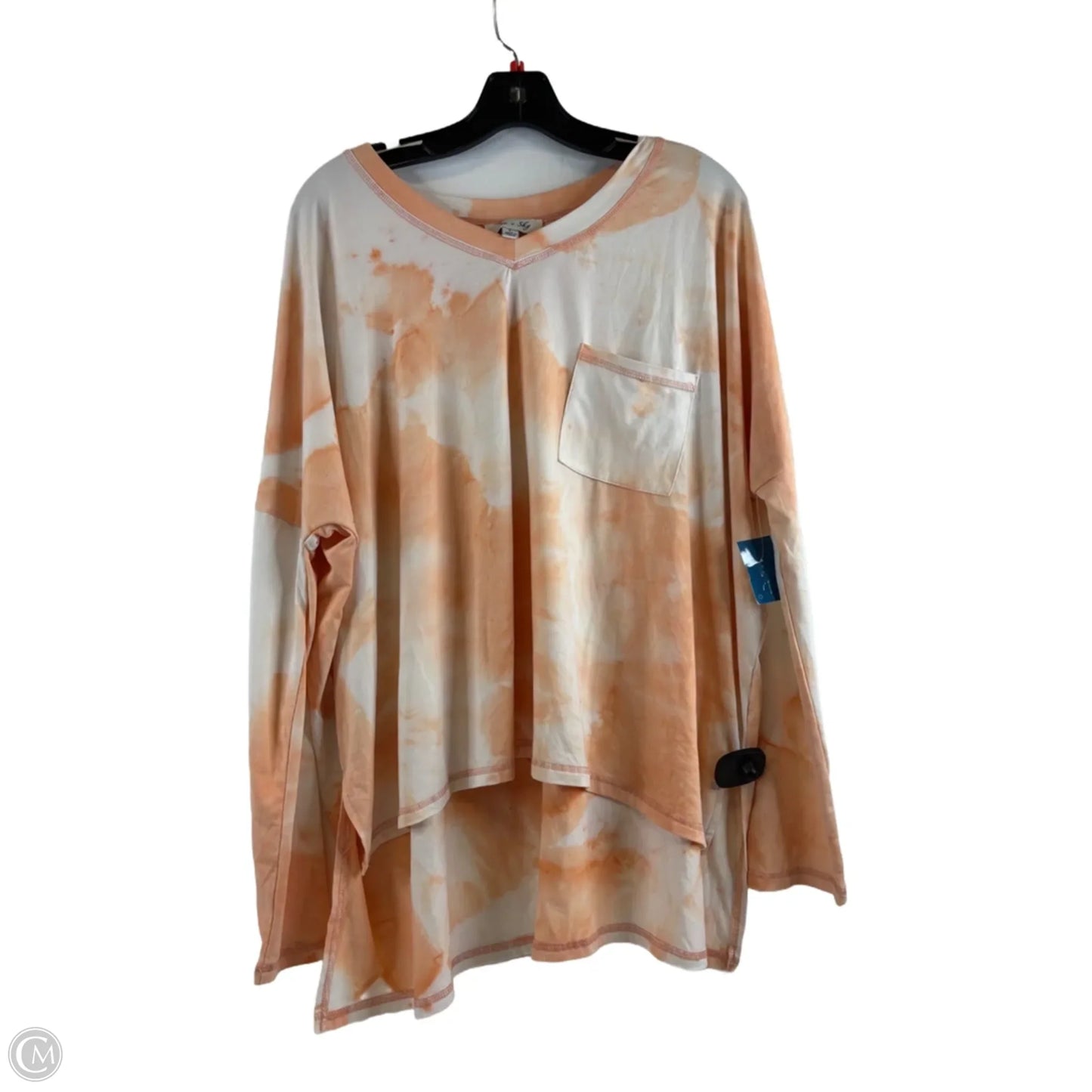 Top Long Sleeve By She + Sky In Orange & White, Size: L