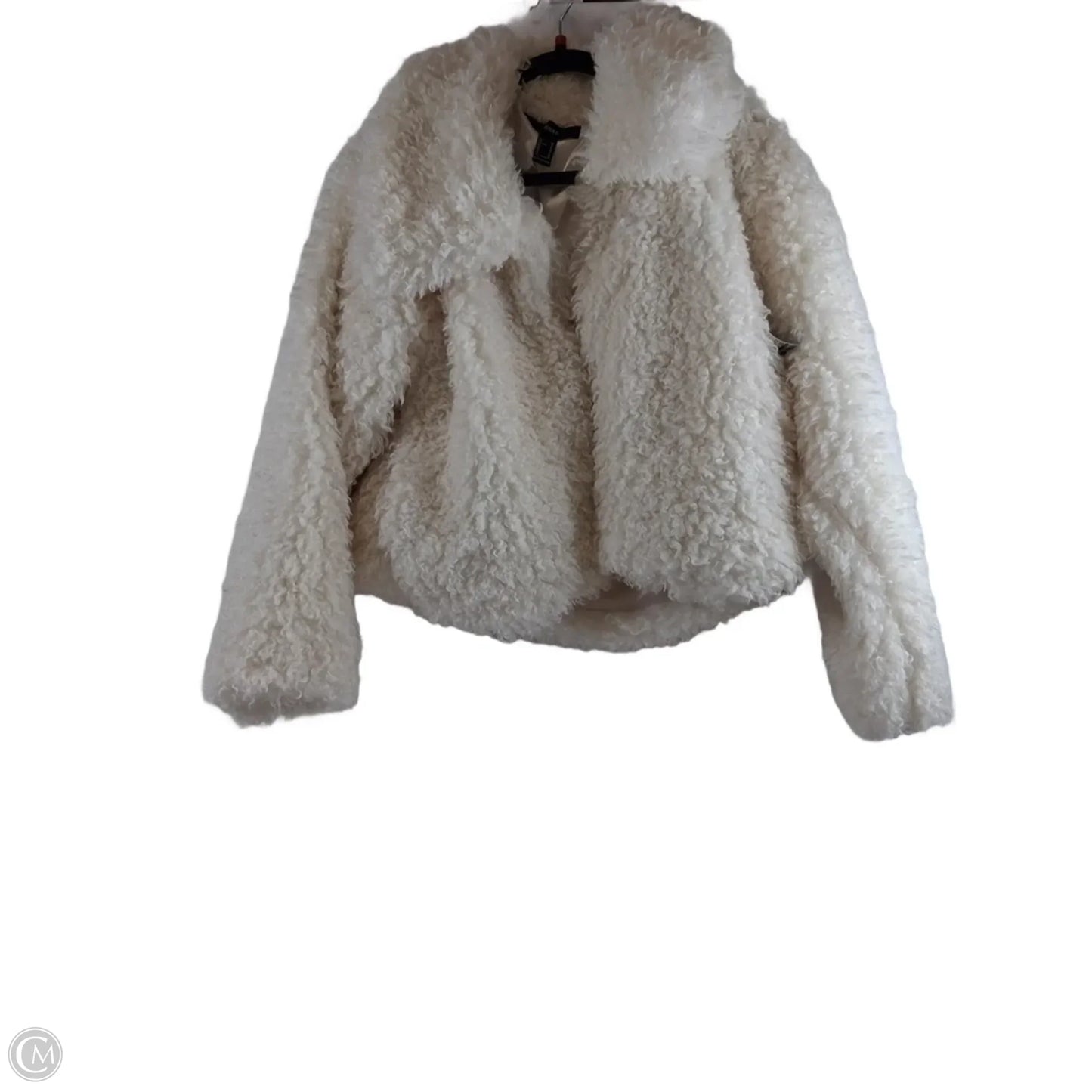 Jacket Faux Fur & Sherpa By Forever 21 In Cream, Size: M