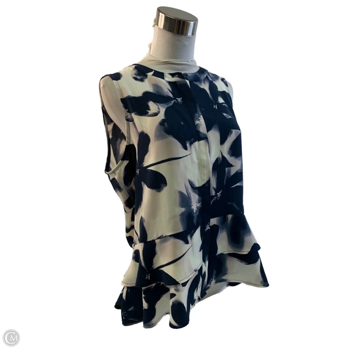 Top Sleeveless By Simply Vera In Blue & Cream, Size: M