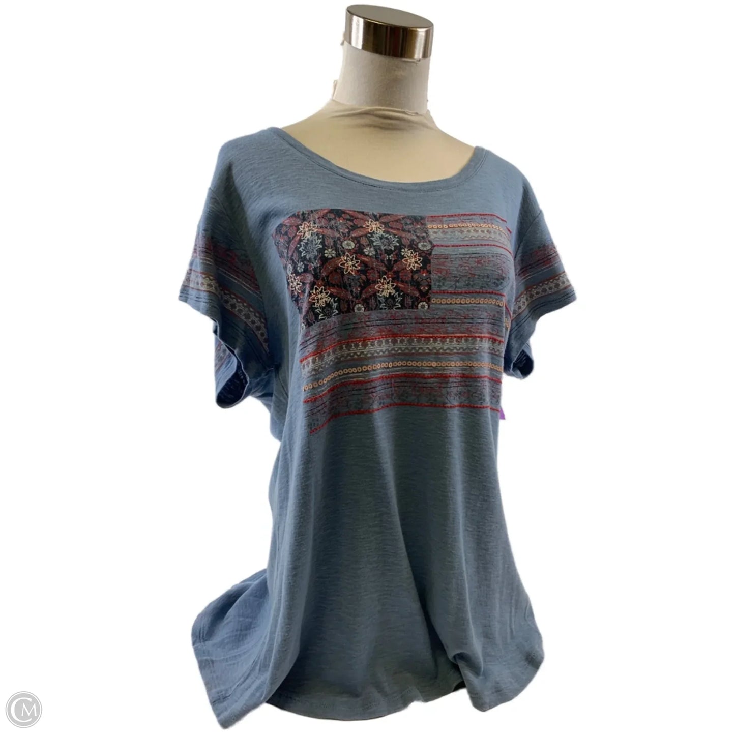 Top Short Sleeve Basic By Style And Company In Blue & Red, Size: L