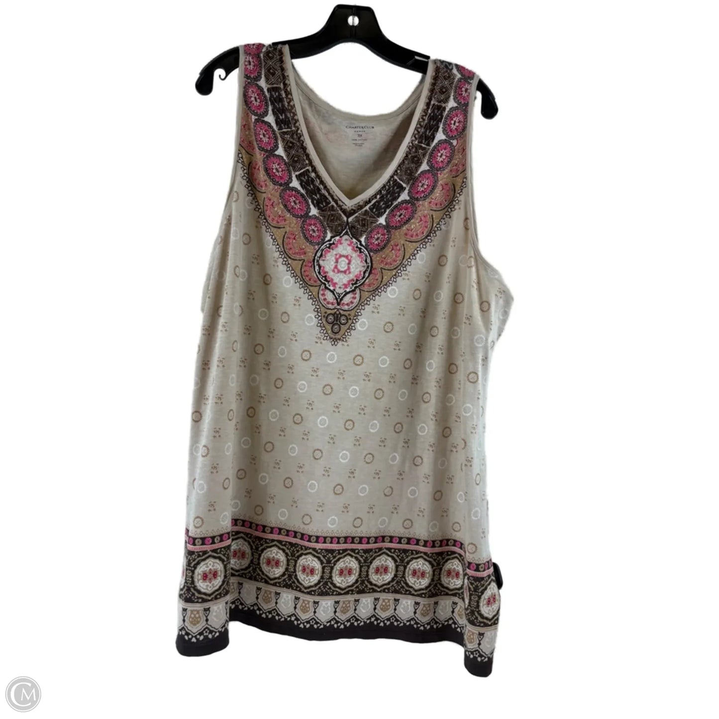 Top Sleeveless By Charter Club In Pink & Tan, Size: 3x
