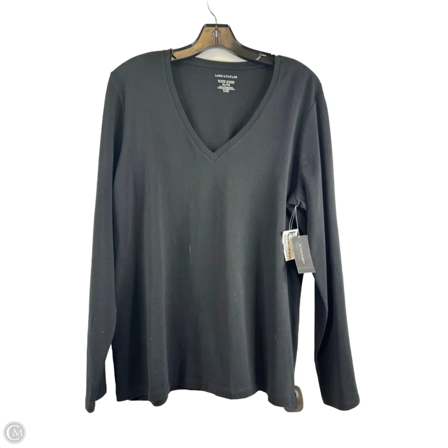 Top Long Sleeve Basic By Lord And Taylor In Black, Size: Xl