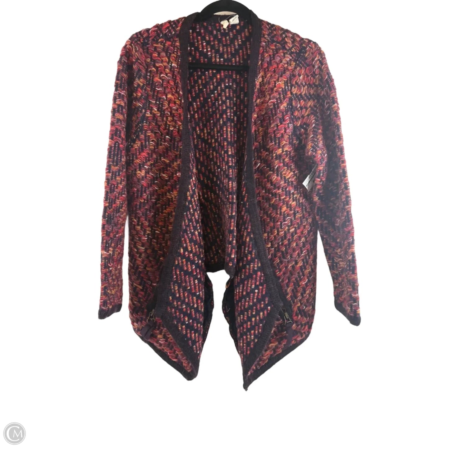 Sweater Cardigan By Moth In Brown & Orange, Size: L