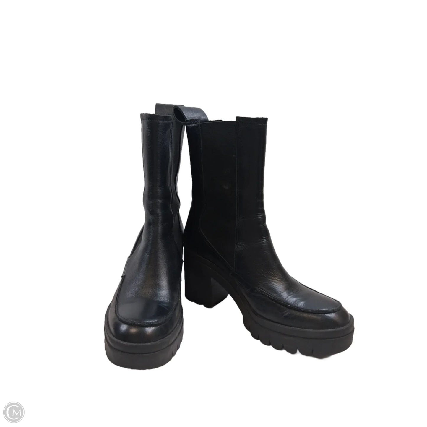 Boots Mid-calf Heels By Clothes Mentor In Black, Size: 7.5