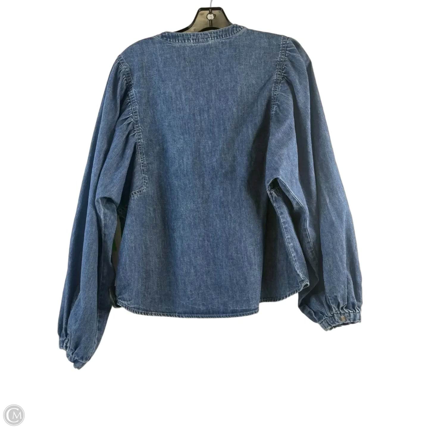 Top Long Sleeve By Scoop In Blue Denim, Size: M