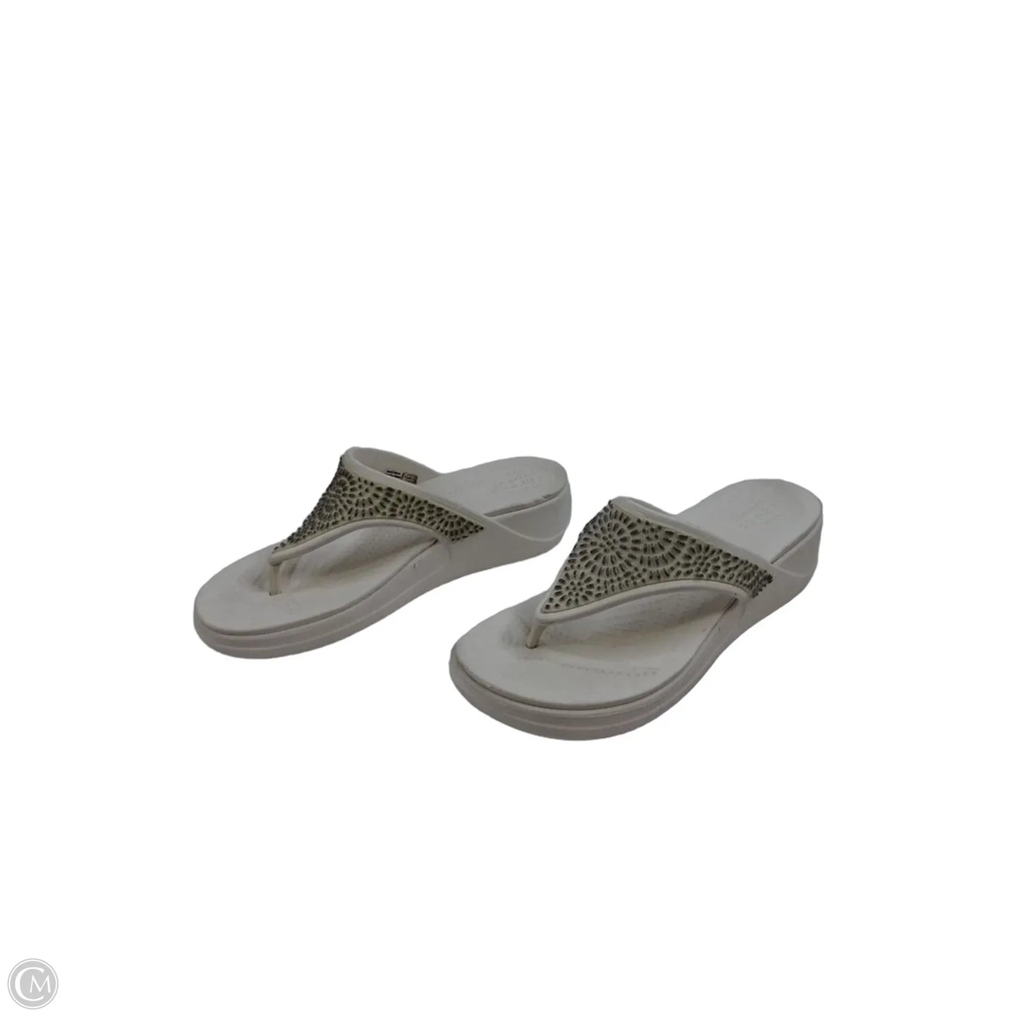 Sandals Heels Wedge By Crocs In White, Size: 9