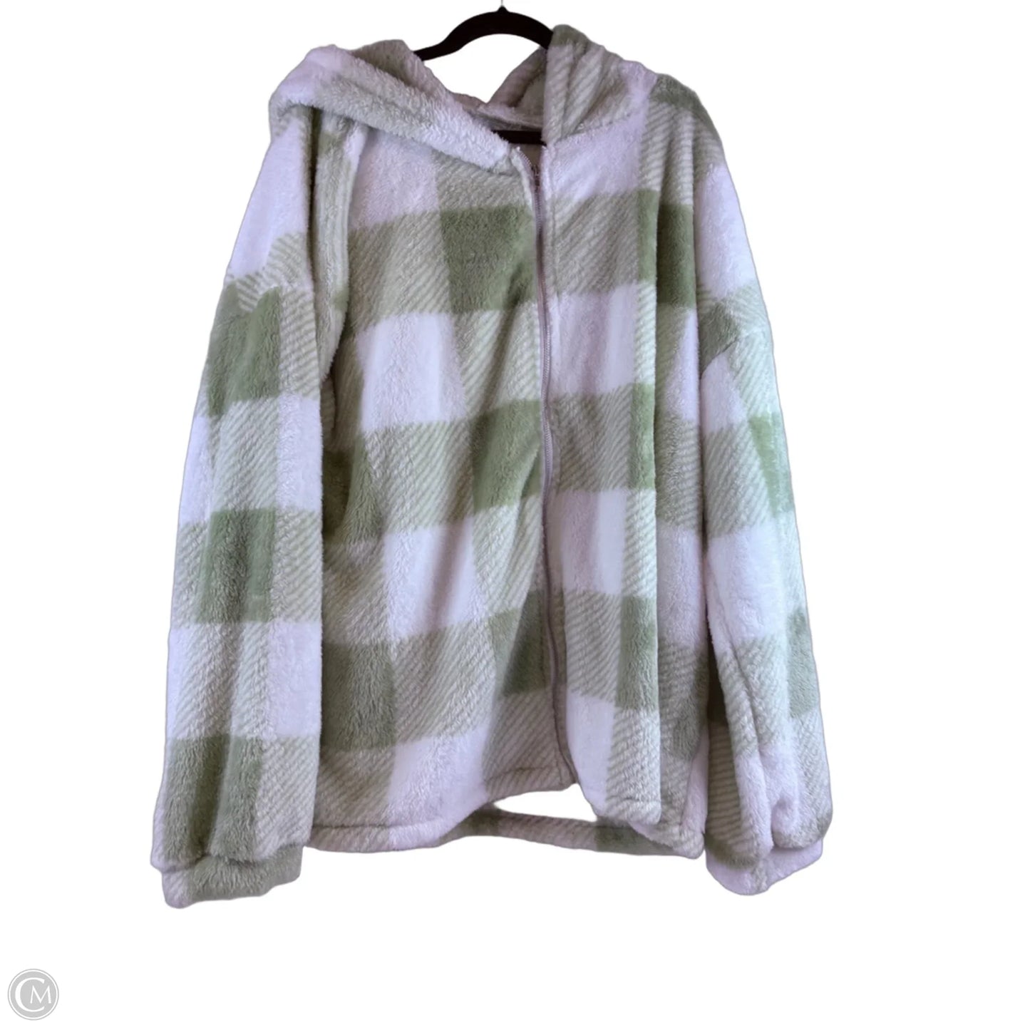 Jacket Faux Fur & Sherpa By Clothes Mentor In Green & White, Size: 3x