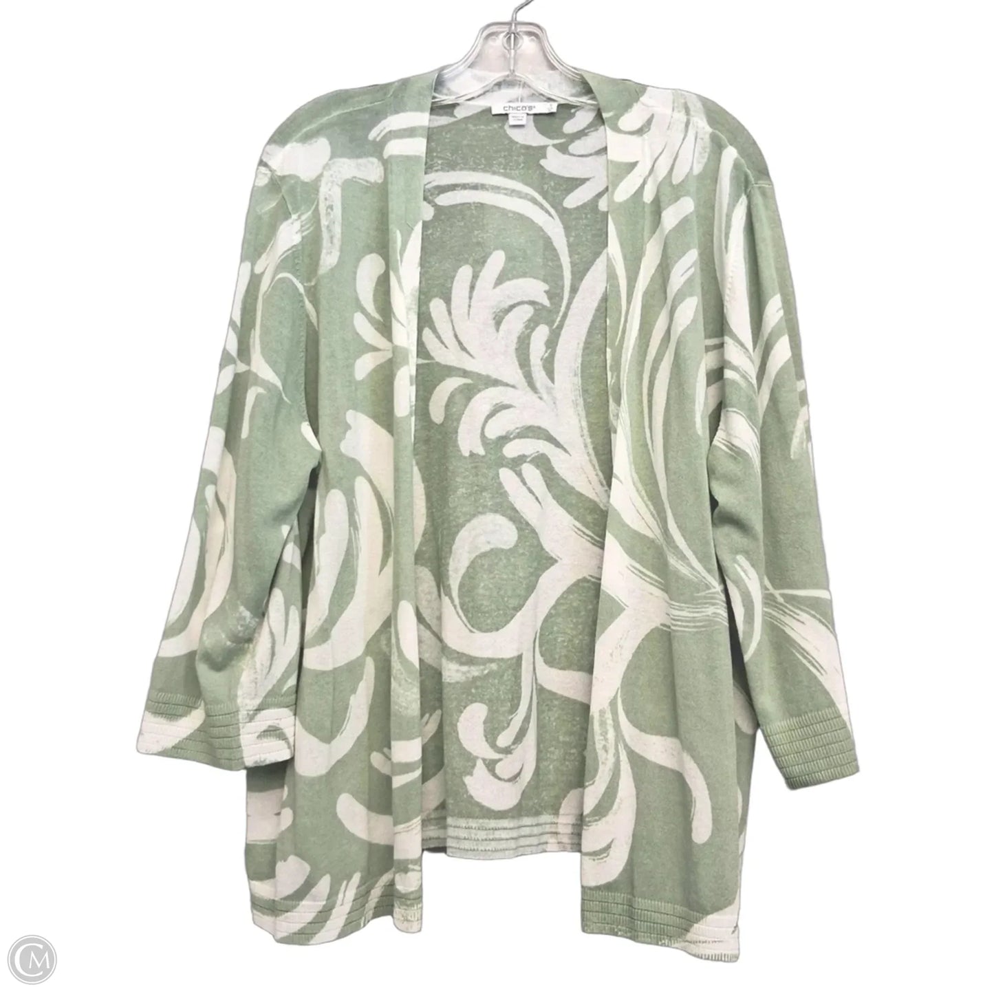 Sweater Cardigan By Chicos In Green, Size: XL