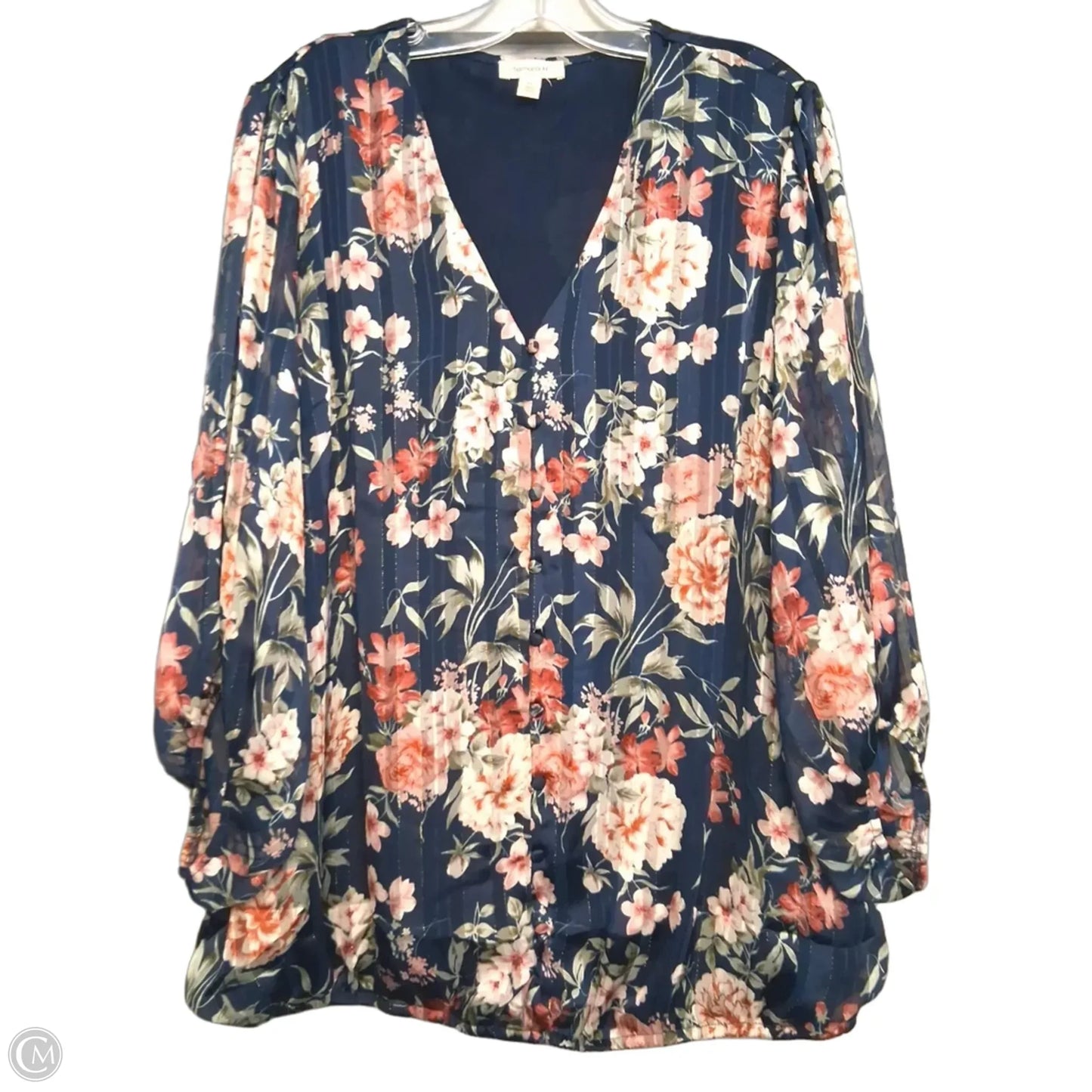 Top Long Sleeve By Tamara H In Floral Print, Size: 1x