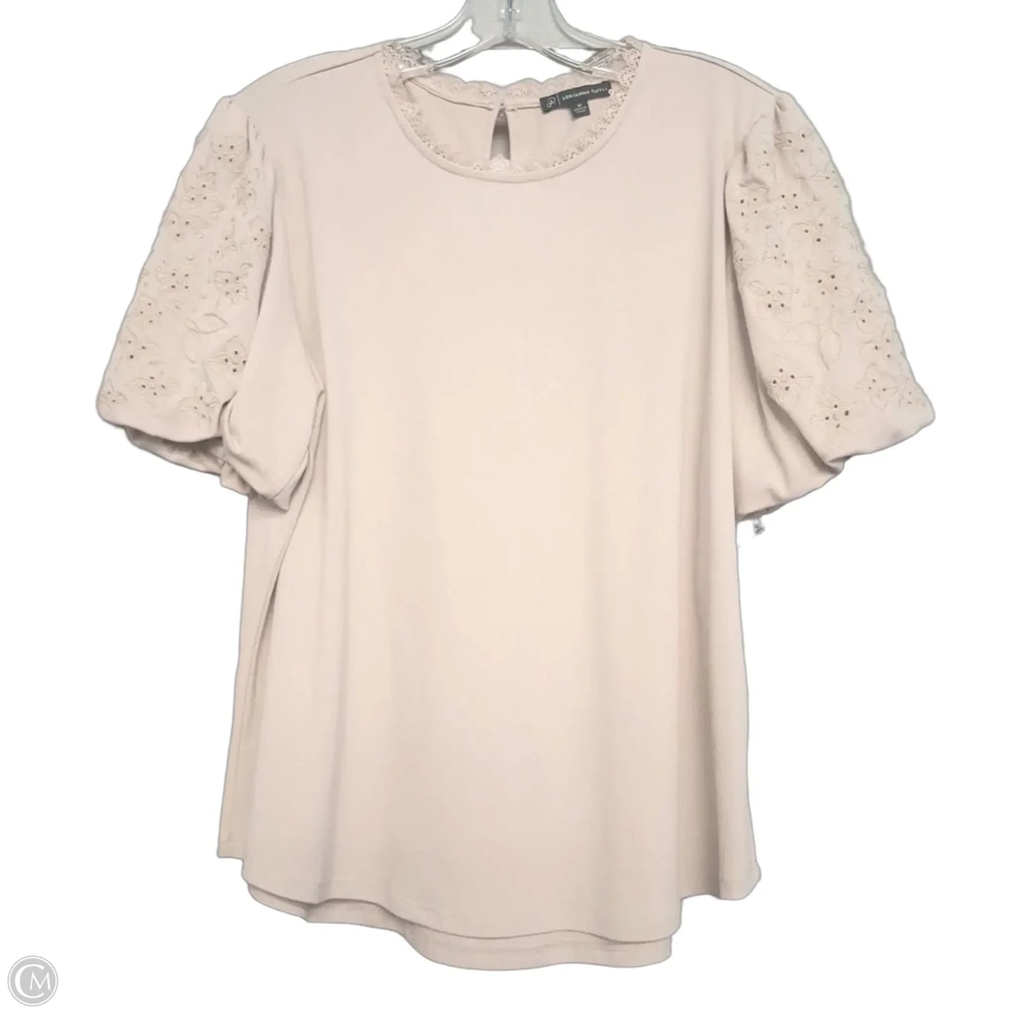 Top Short Sleeve By Adrianna Papell In Beige, Size: M