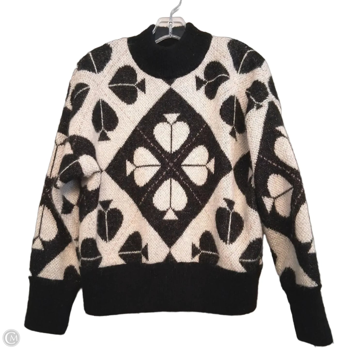 Sweater Designer By Kate Spade In Black & Silver, Size: S