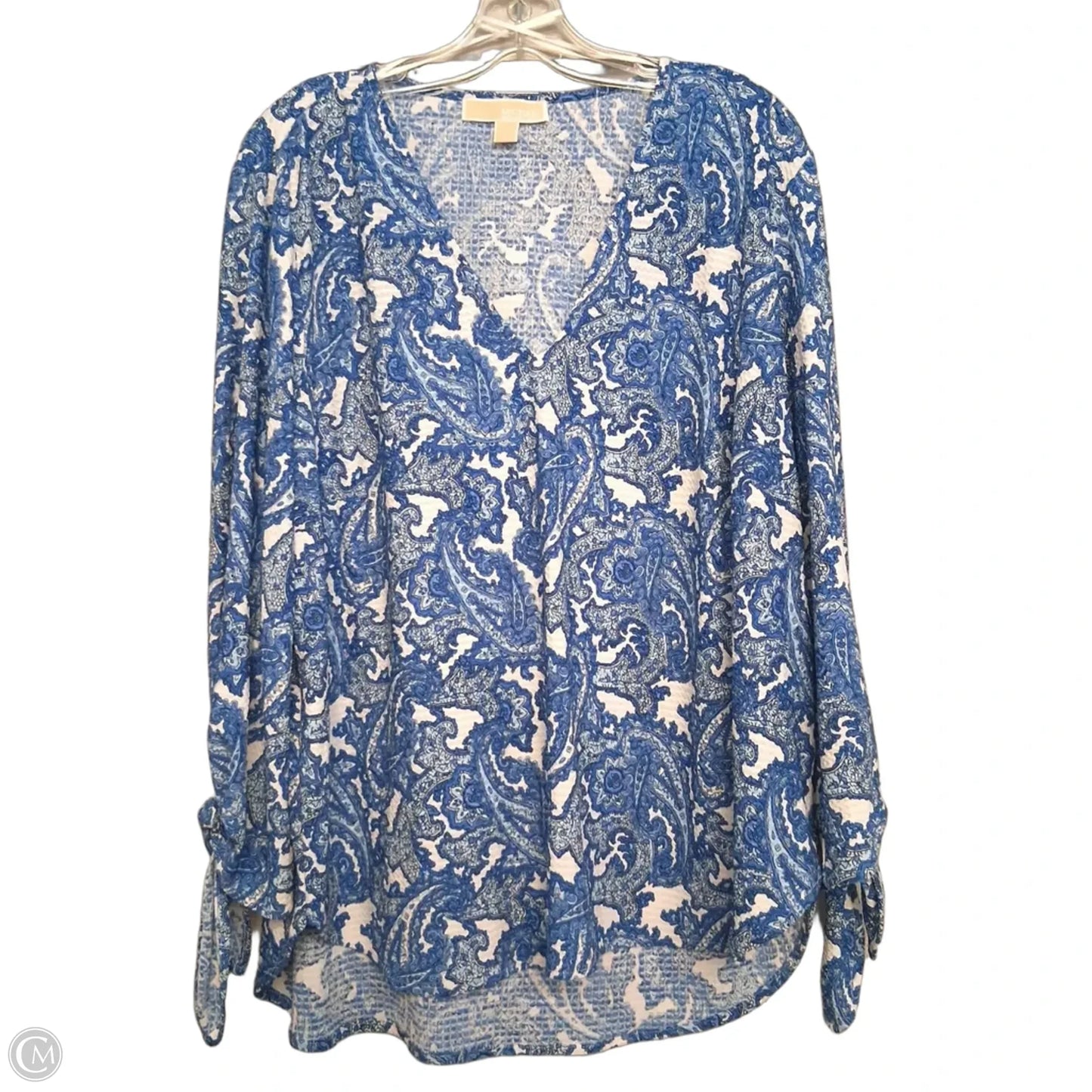 Top Long Sleeve By Michael By Michael Kors In Blue & White, Size: 1x