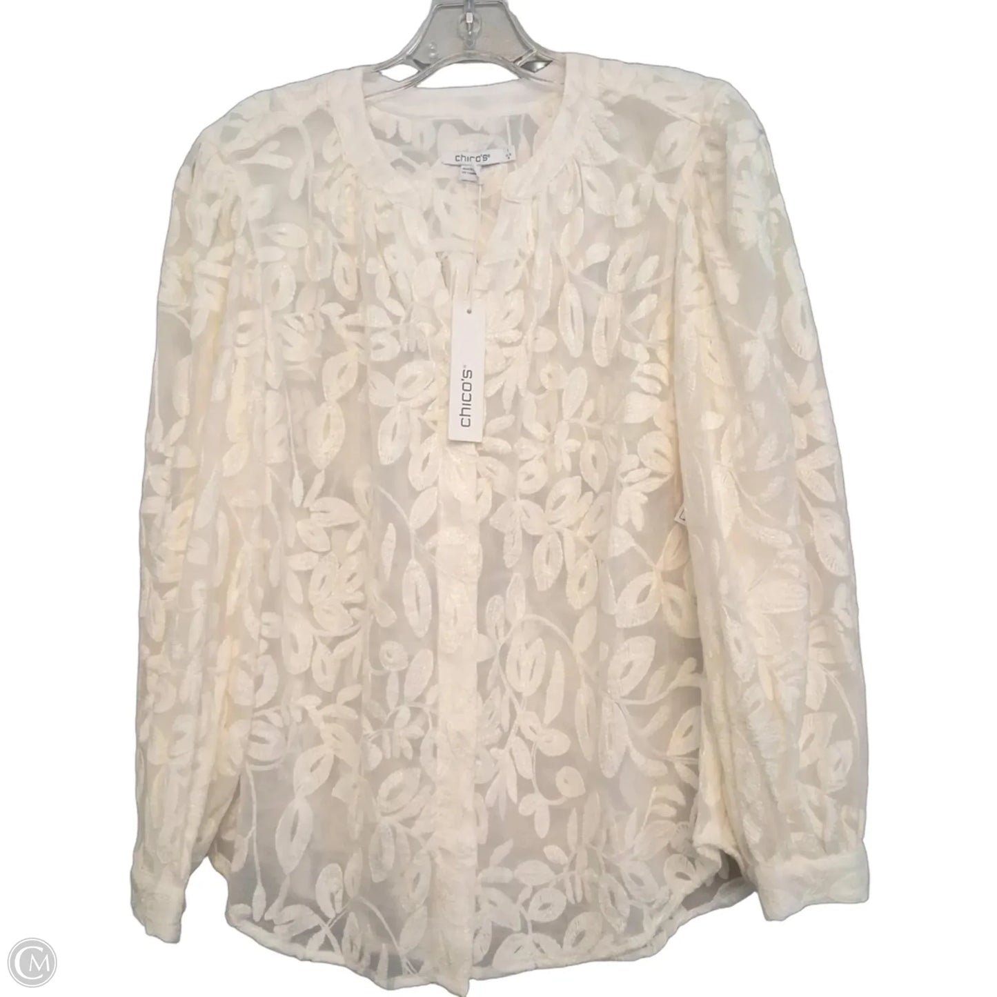 Top Long Sleeve By Chicos In Ivory, Size: M