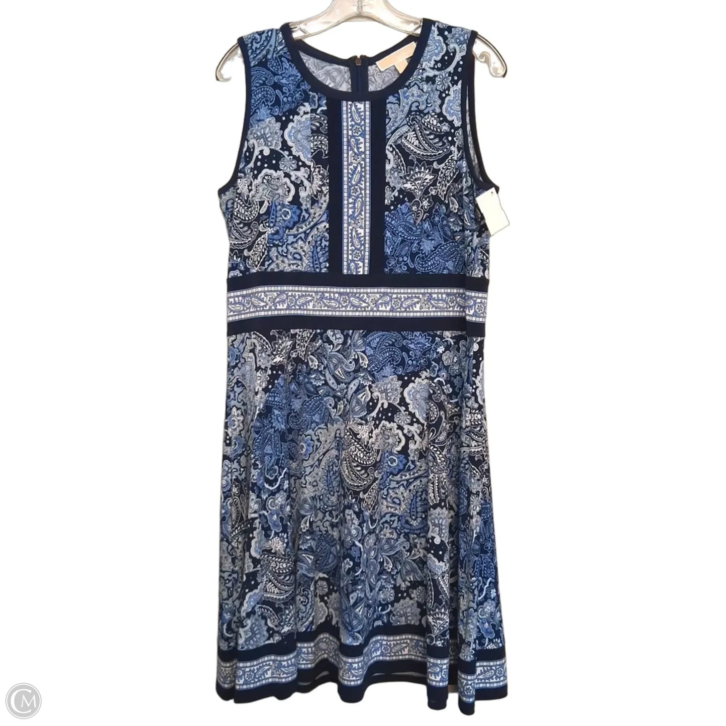 Dress Casual Midi By Michael By Michael Kors In Blue & White, Size: Xl