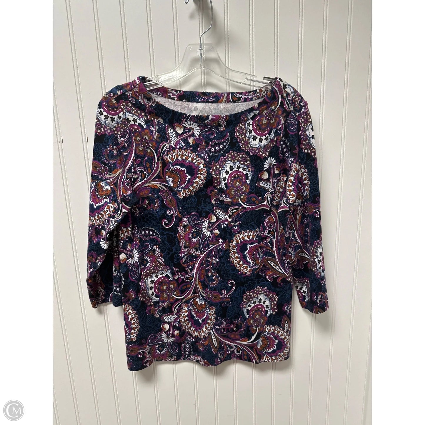 Top 3/4 Sleeve By Chicos In Blue & Purple, Size: M