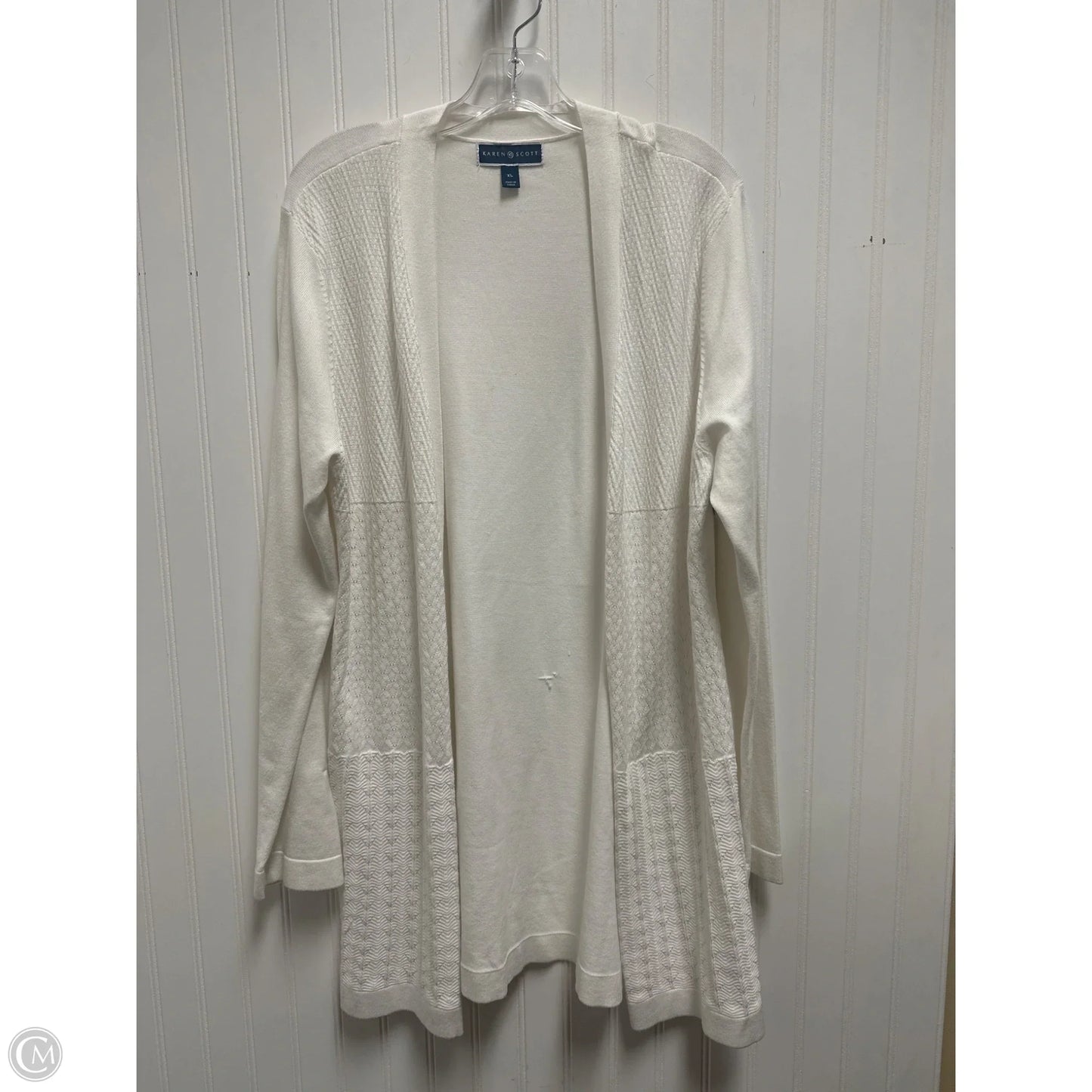 Sweater Cardigan By Karen Scott In White, Size: Xl