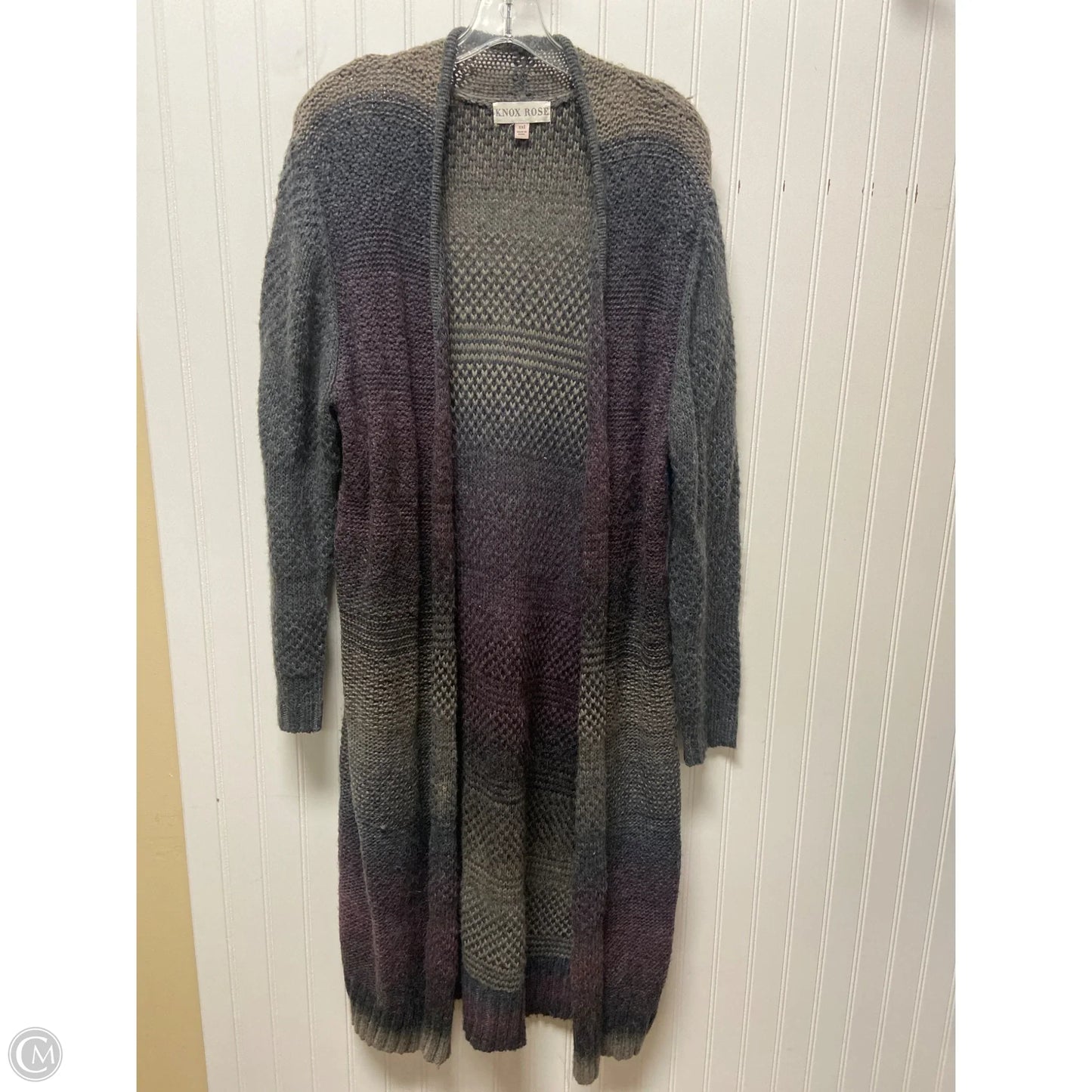 Sweater Cardigan By Knox Rose In Grey & Purple, Size: 2x
