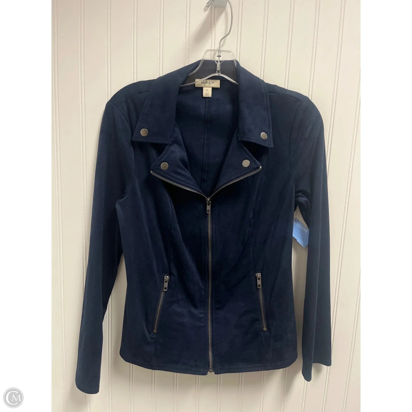 Jacket Moto By Style And Company In Blue, Size: S