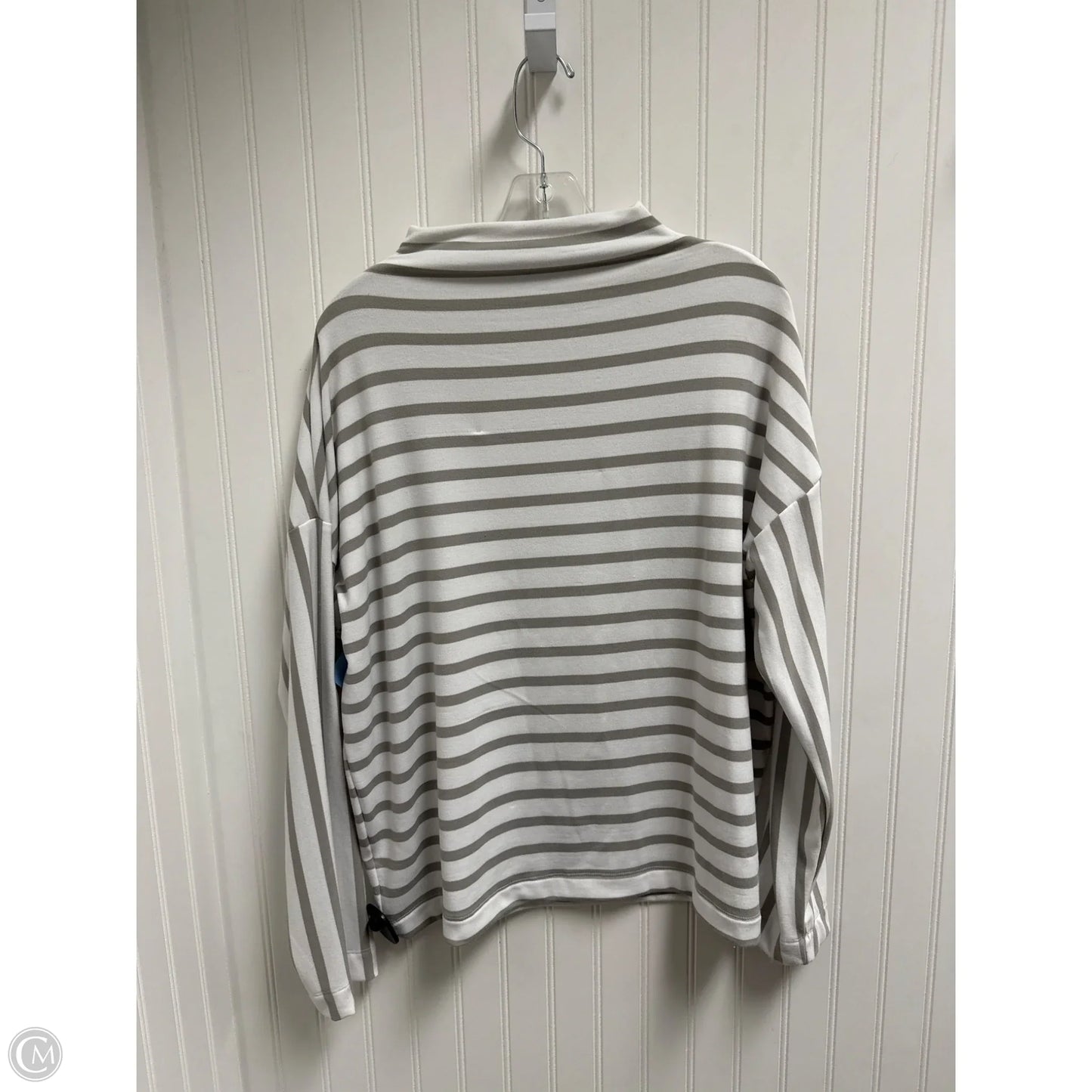 Top Long Sleeve By Cable And Gauge In Grey & White, Size: L