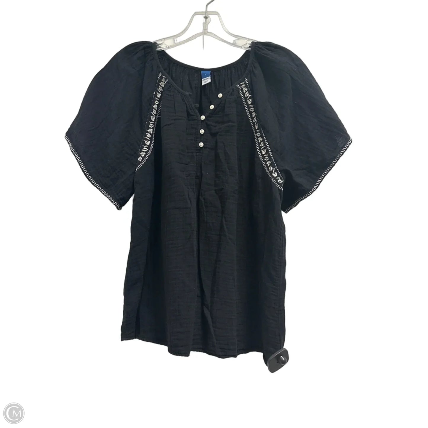 Top Short Sleeve By Old Navy In Black & Cream, Size: L