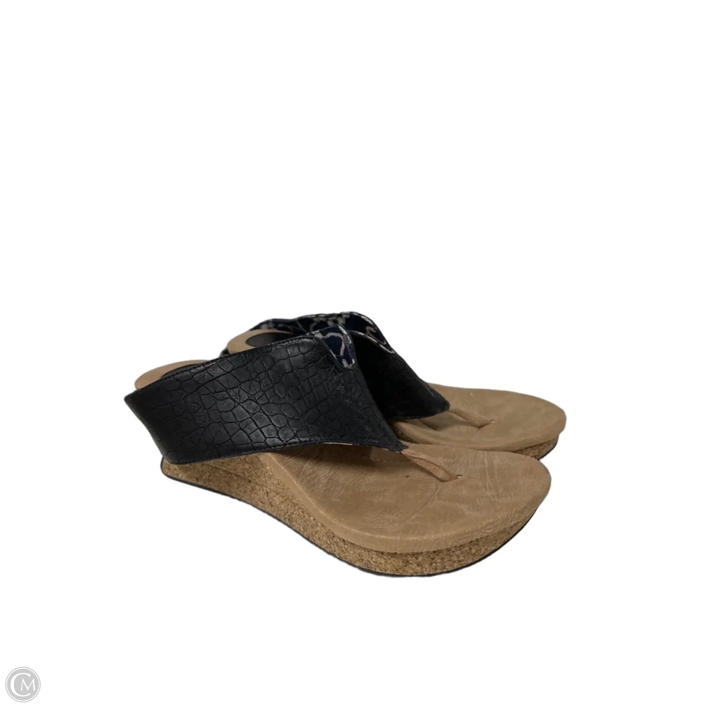 Sandals Heels Wedge By Clothes Mentor In Black & Blue, Size: 9