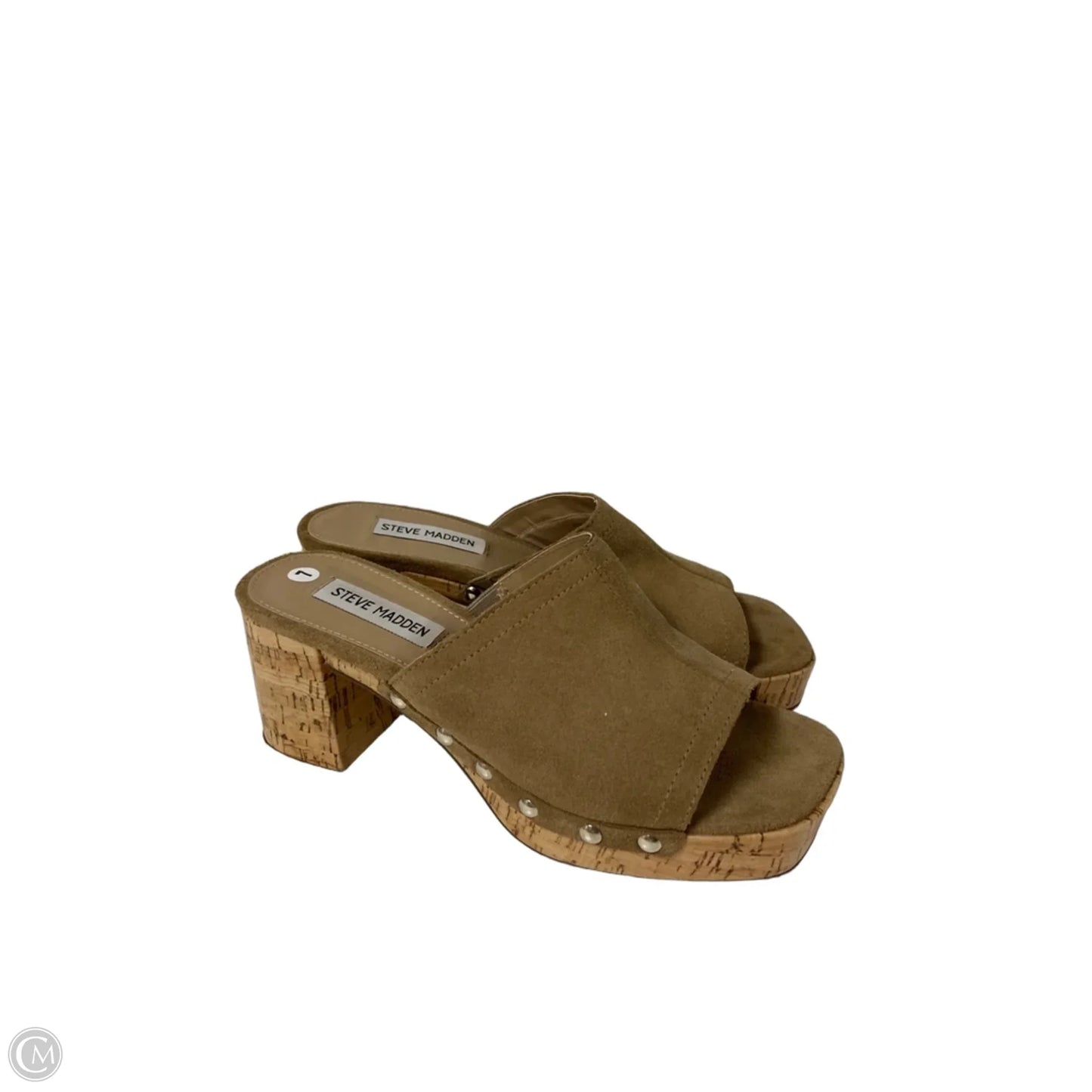 Sandals Heels Block By Steve Madden In Taupe, Size: 7