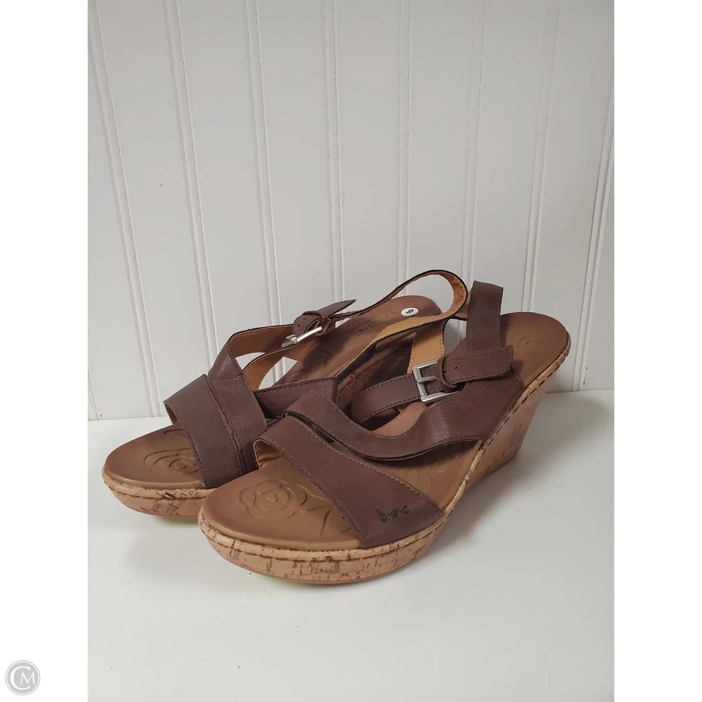 Sandals Heels Wedge By Boc In Brown, Size: 9