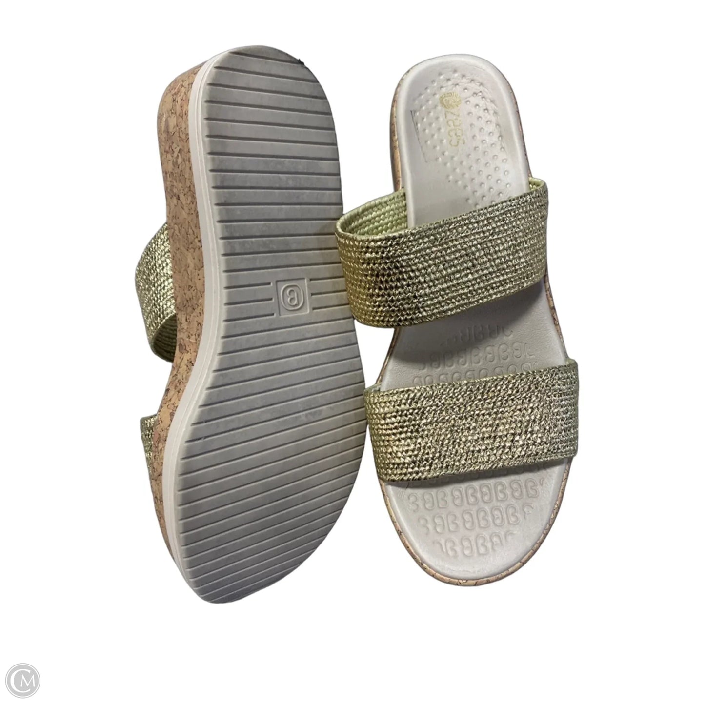 Sandals Heels Platform By Bzees In Gold, Size: 8.5