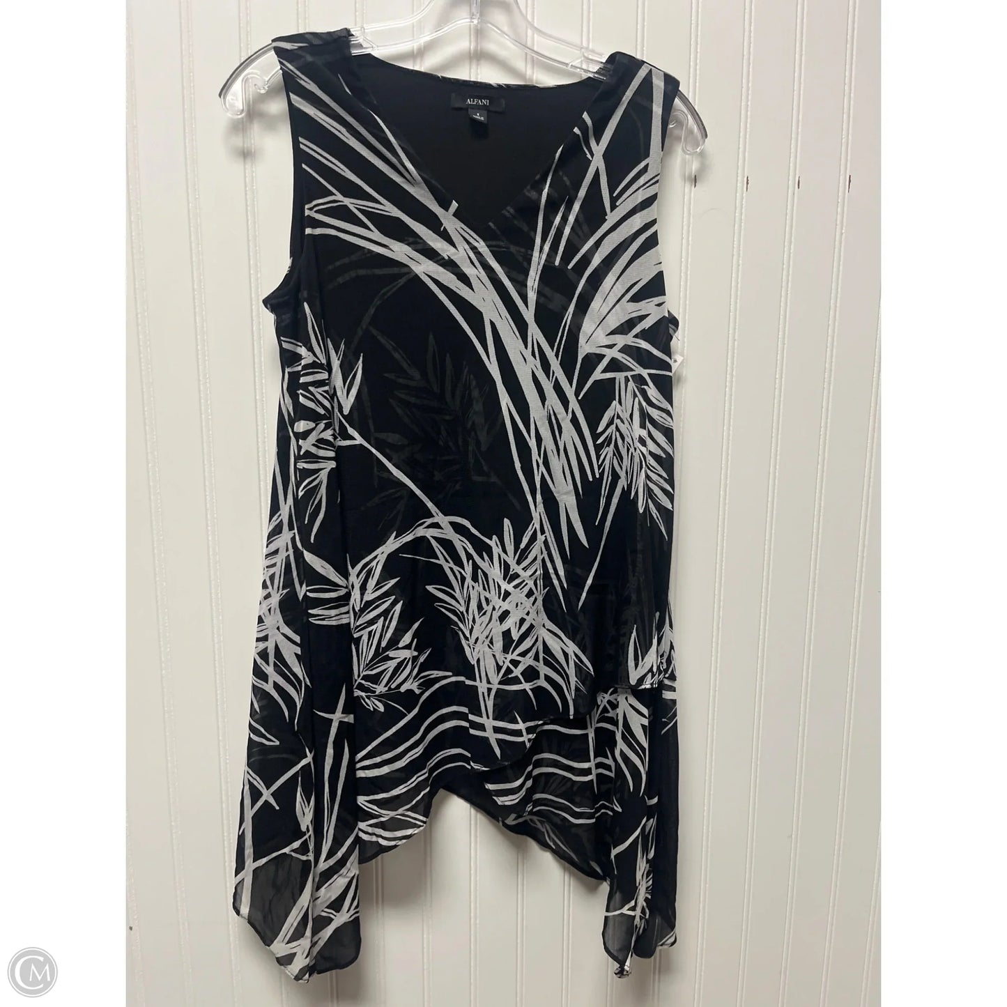 Top Sleeveless By Alfani In Black & White, Size: S