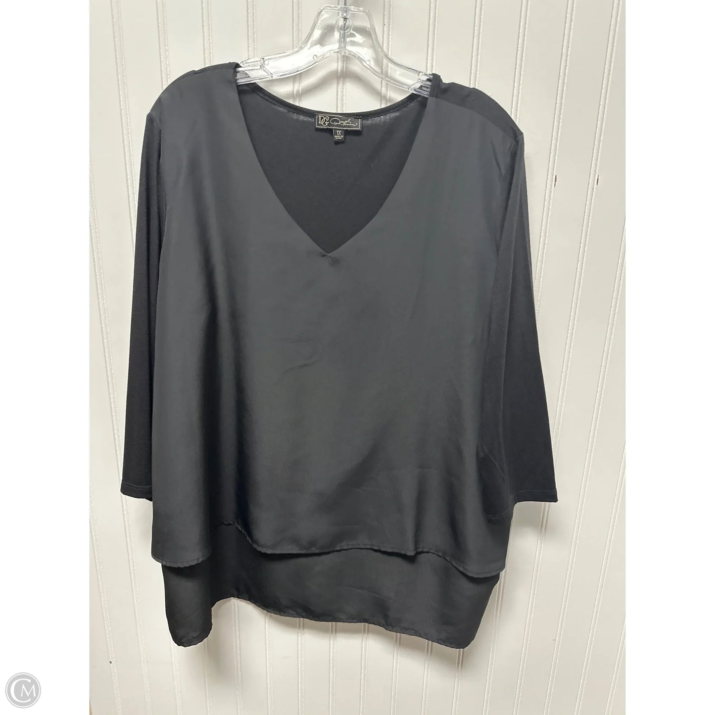 Top Long Sleeve By Dg2 In Black, Size: 1x