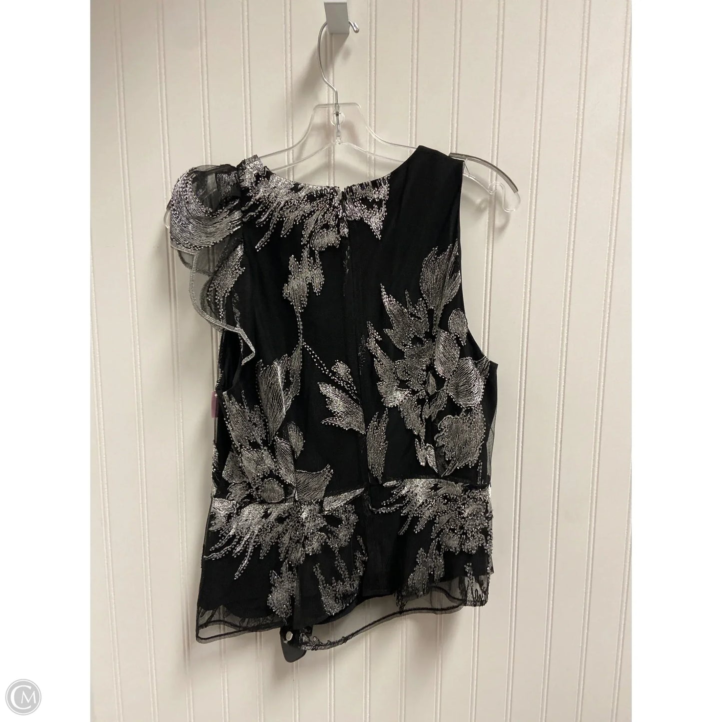 Top Sleeveless Designer By Halston In Black & White, Size: L