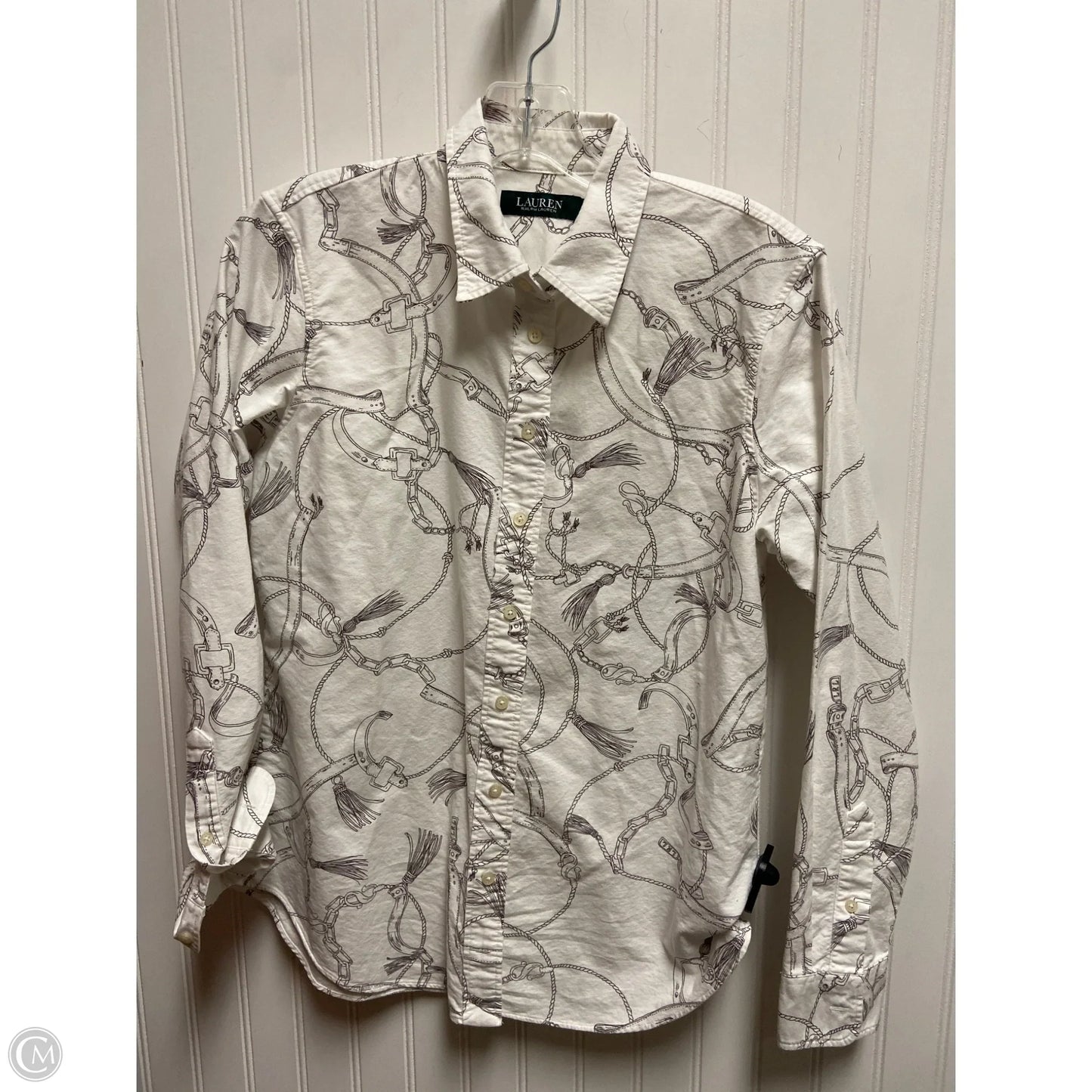 Top Long Sleeve By Lauren By Ralph Lauren In White, Size: Sp