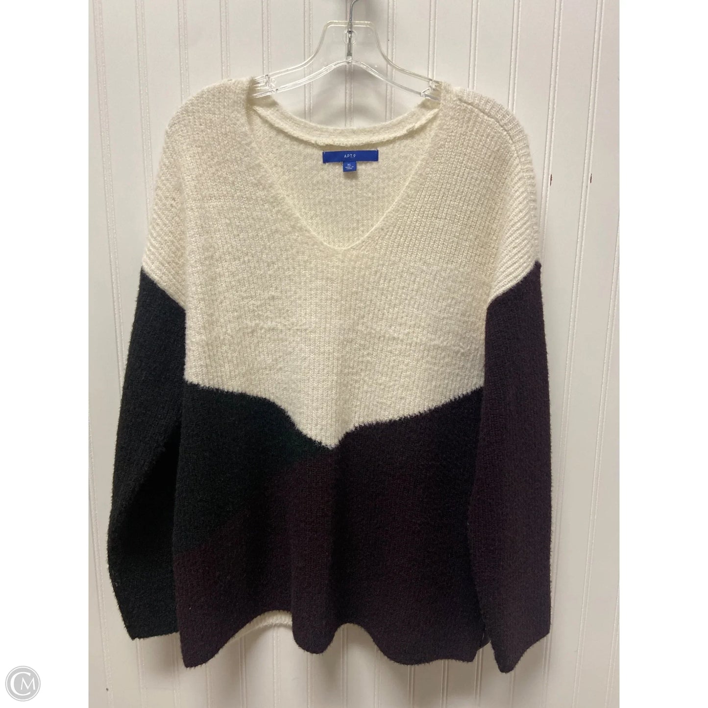 Sweater By Apt 9 In Purple & White, Size: Xl