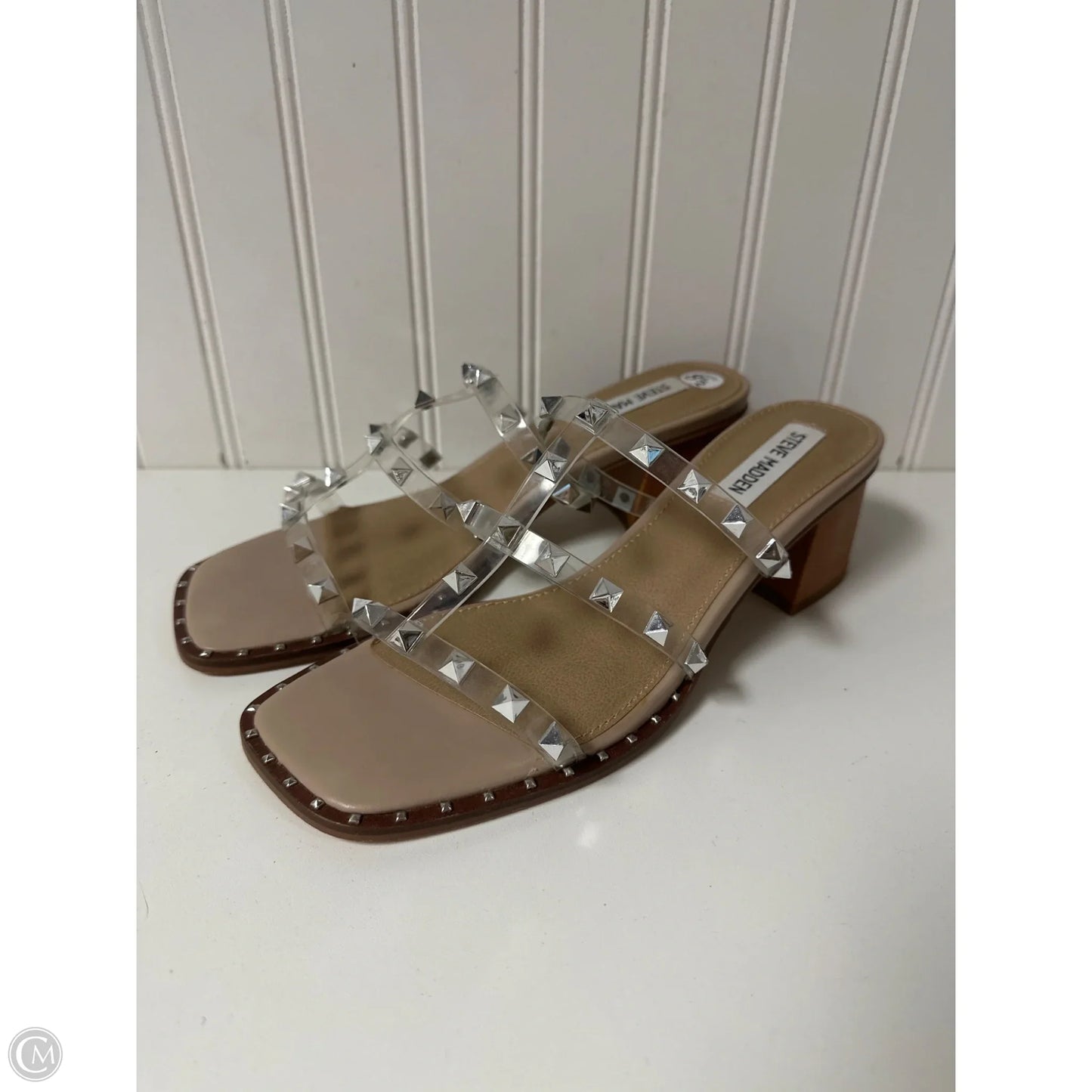 Sandals Heels Block By Steve Madden In Beige, Size: 8.5