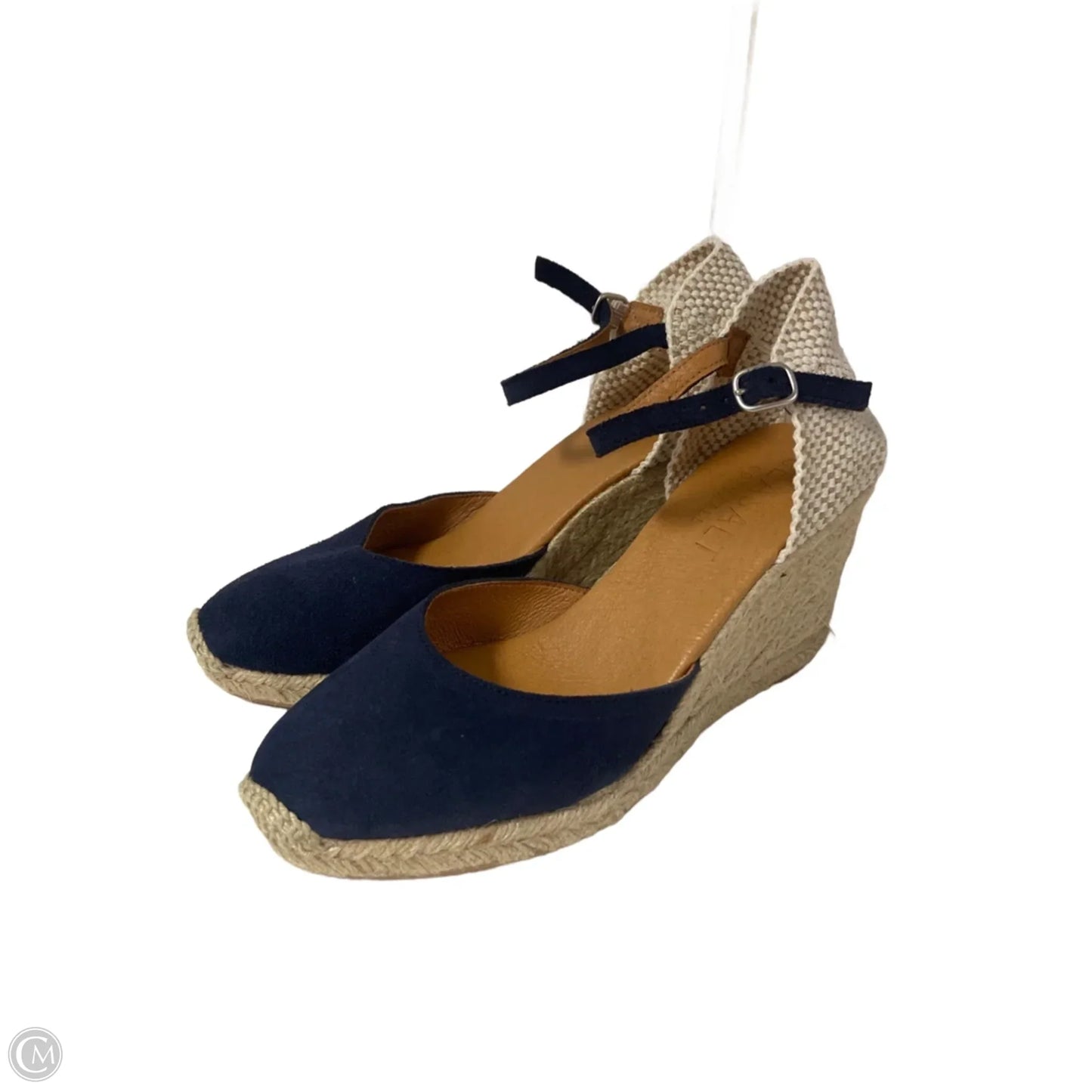 Shoes Heels Wedge By Clothes Mentor In Blue & White, Size: 6.5