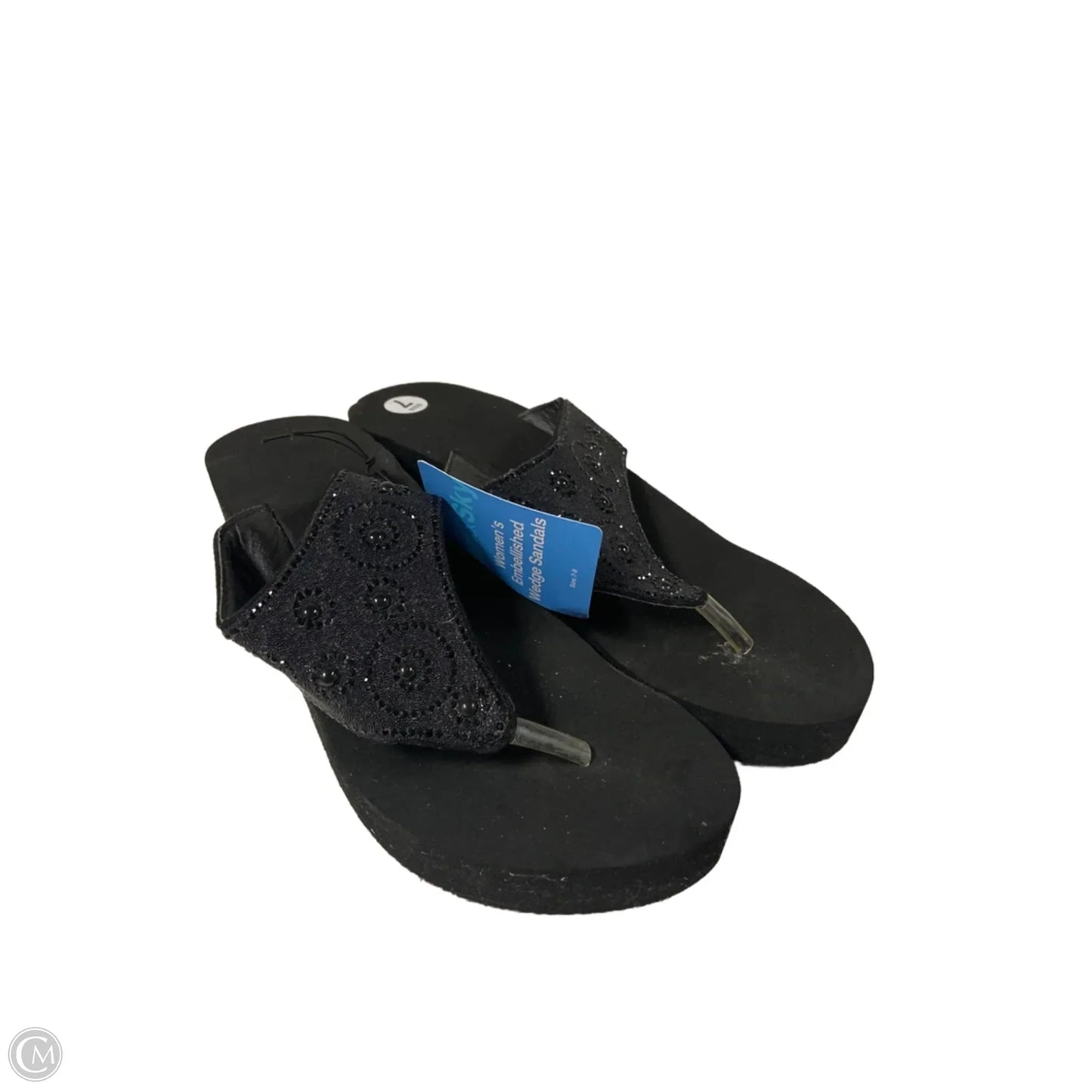 Sandals Heels Wedge By Clothes Mentor In Black, Size: 7