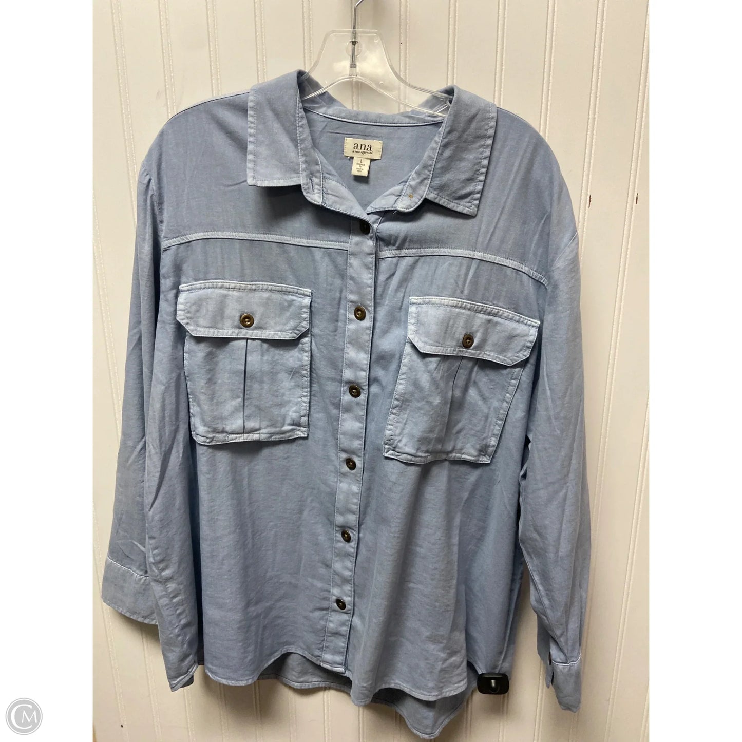 Top Long Sleeve By Ana In Blue, Size: L