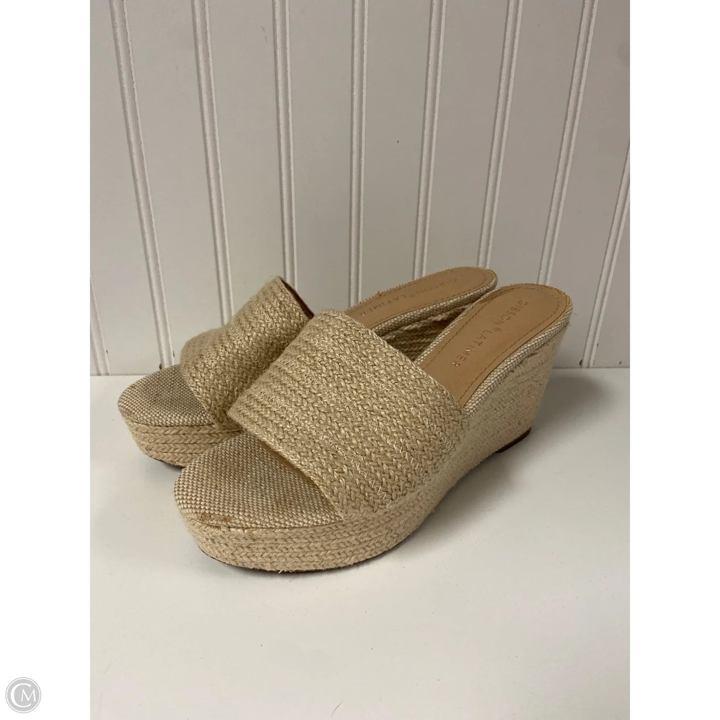 Sandals Heels Wedge By Gibson And Latimer In Beige, Size: 9.5