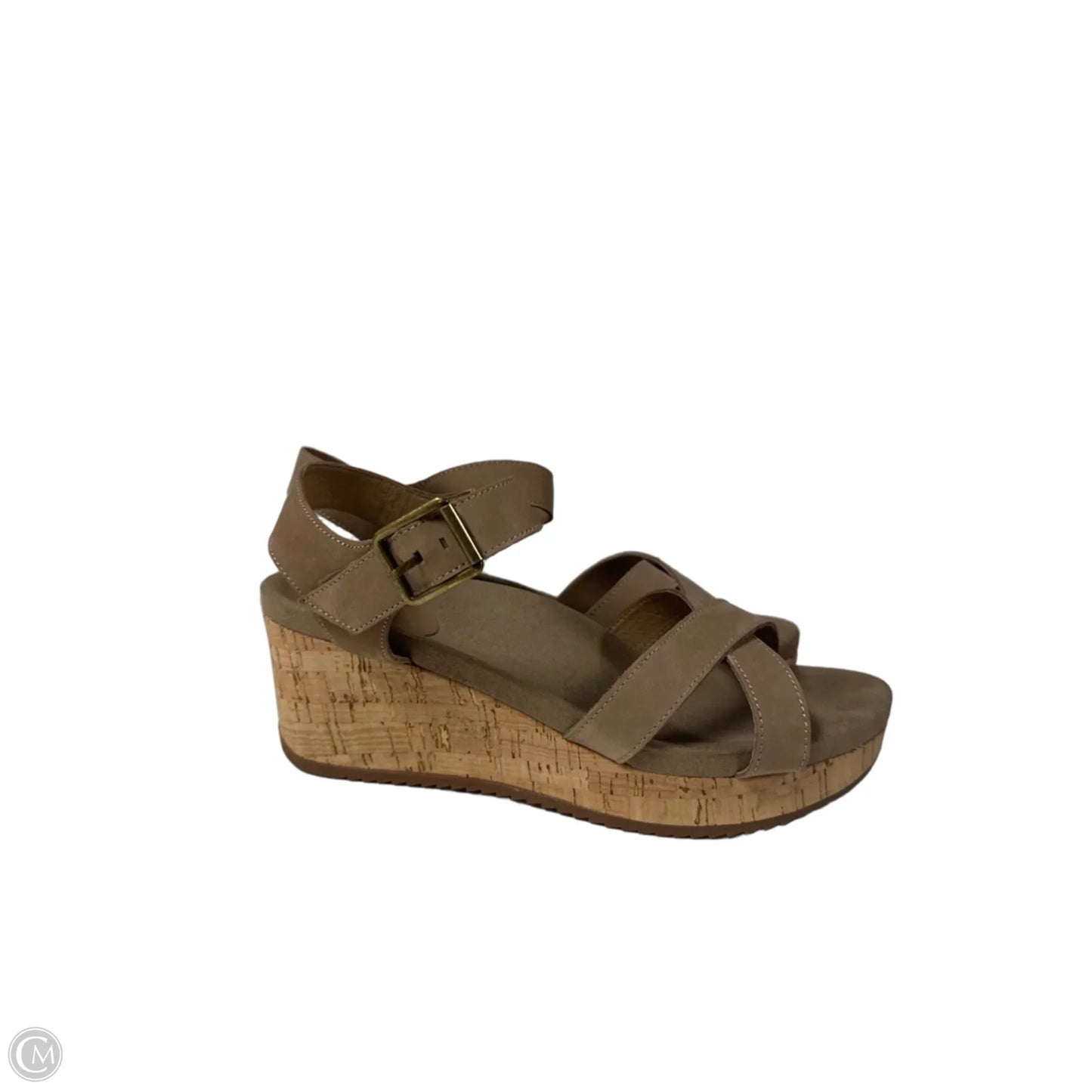 Sandals Heels Wedge By Abeo In Brown, Size: 8.5