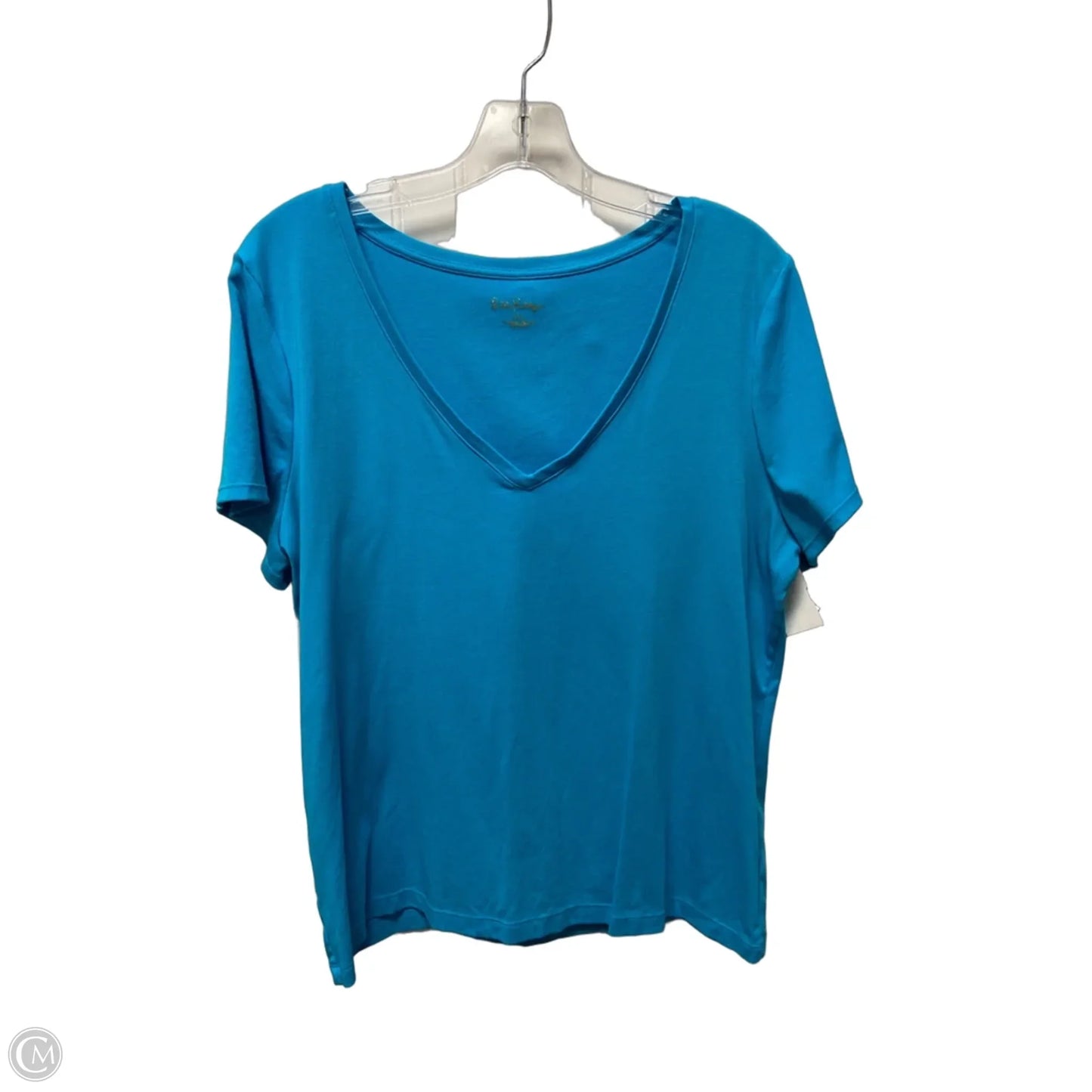 Top Short Sleeve Designer By Lilly Pulitzer In Blue, Size: 1x