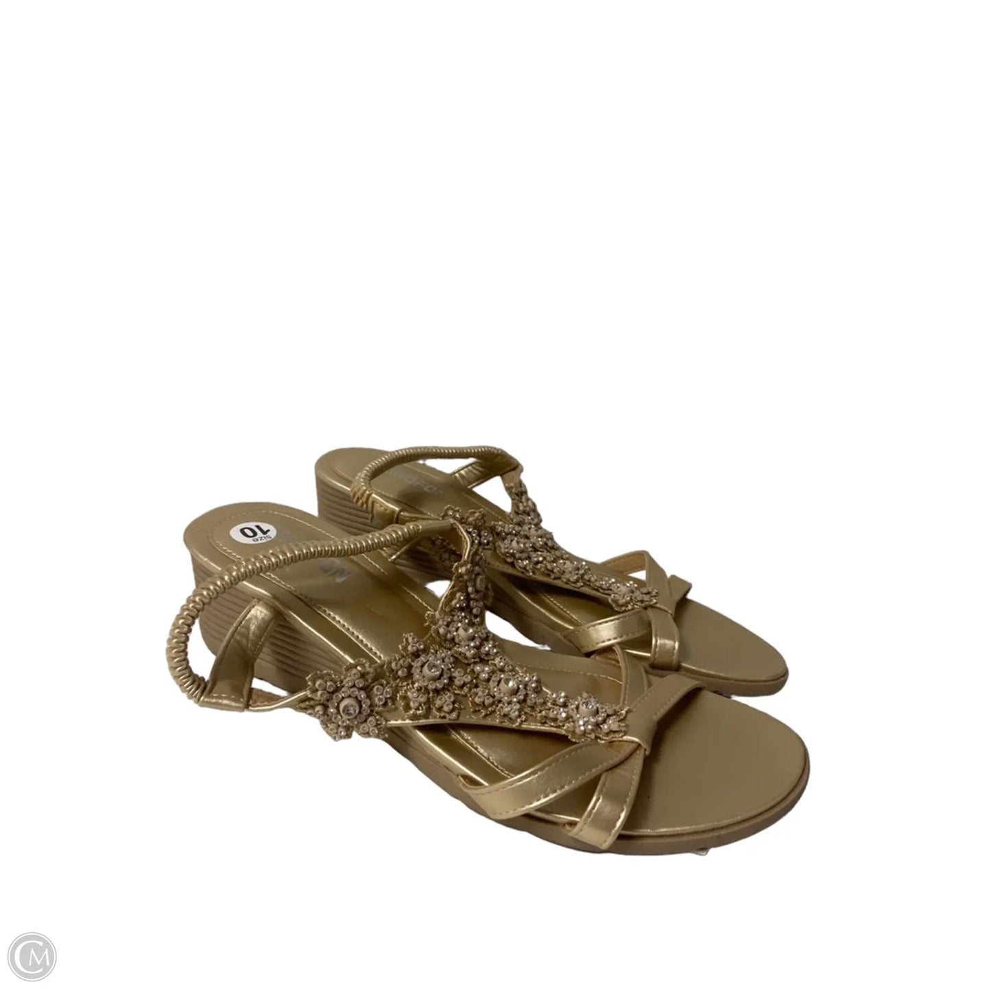 Sandals Heels Platform By Clothes Mentor In Gold, Size: 10