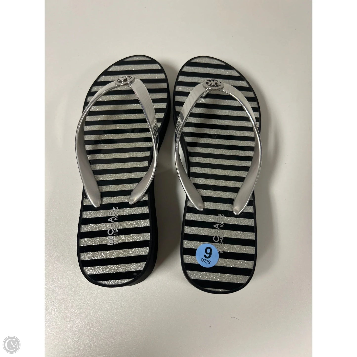 Sandals Flip Flops By Michael By Michael Kors In Striped Pattern, Size: 6