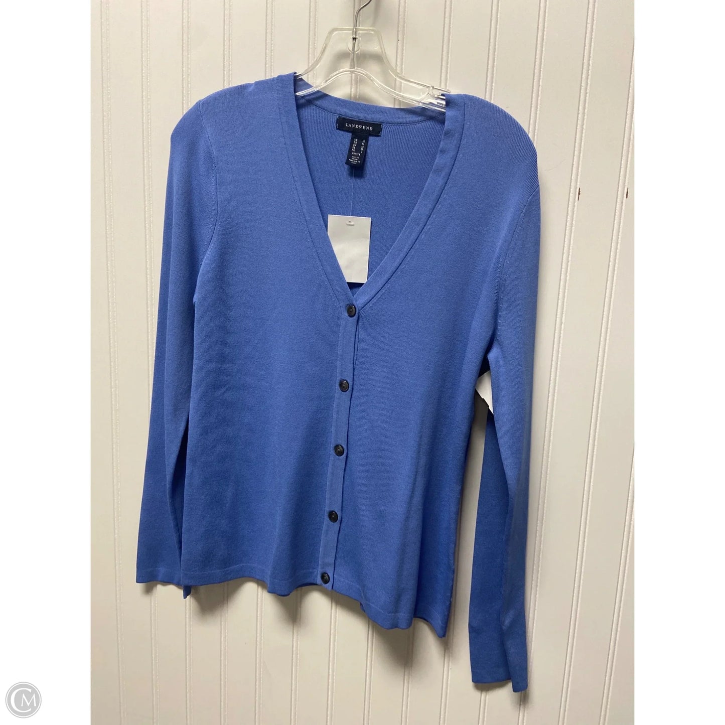 Sweater Cardigan By Lands End In Blue, Size: M