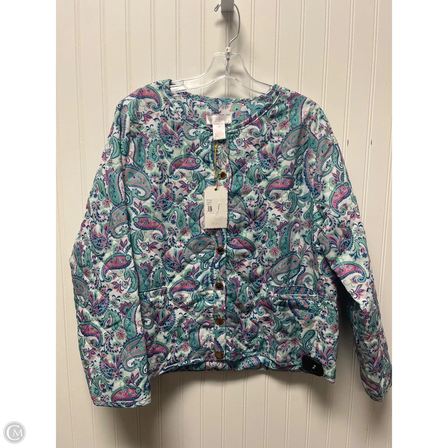 Jacket Puffer & Quilted By Stella Parker In Paisley Print, Size: Lp